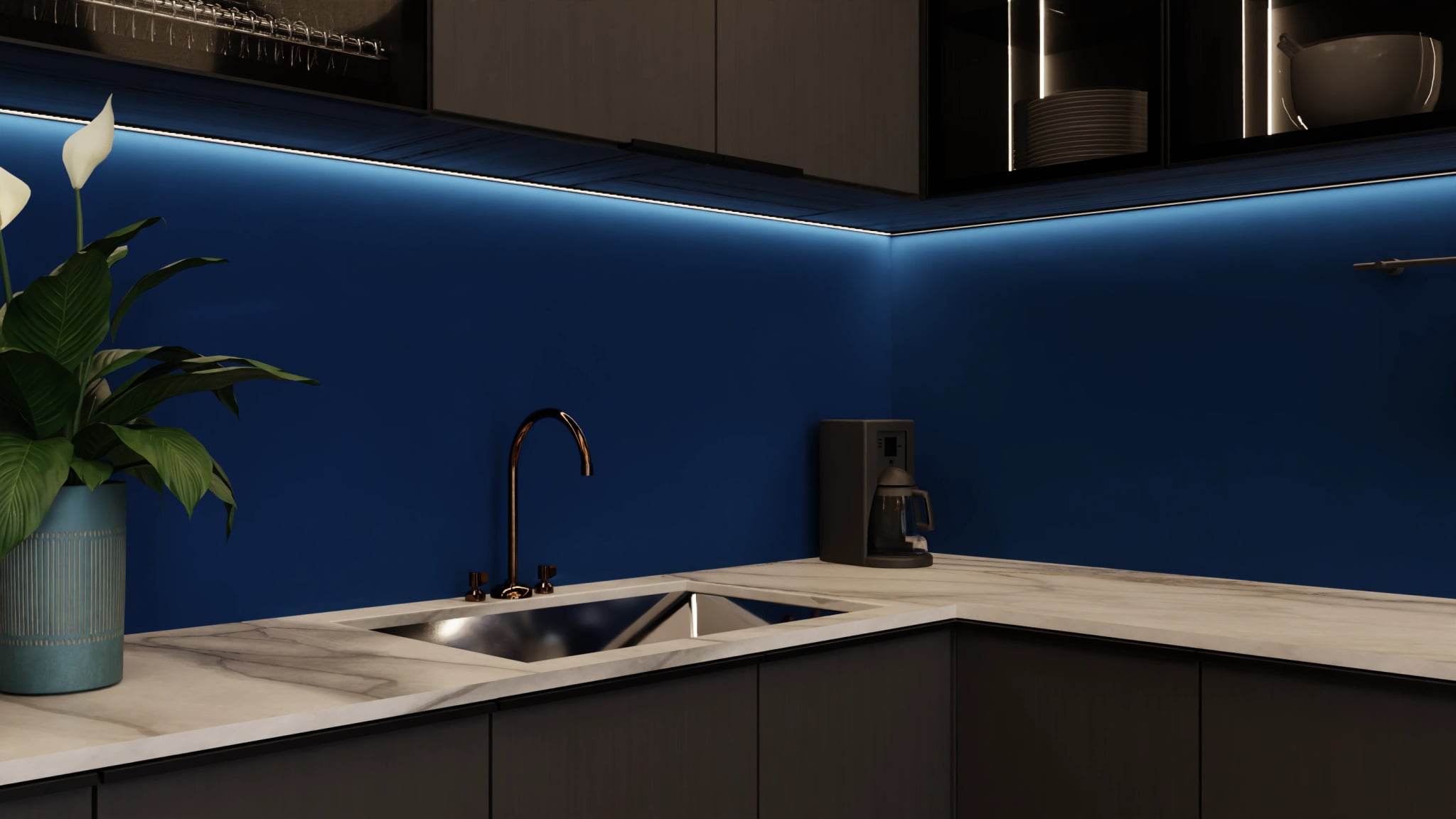 Küchenrückwand - Marineblau – Bild 5