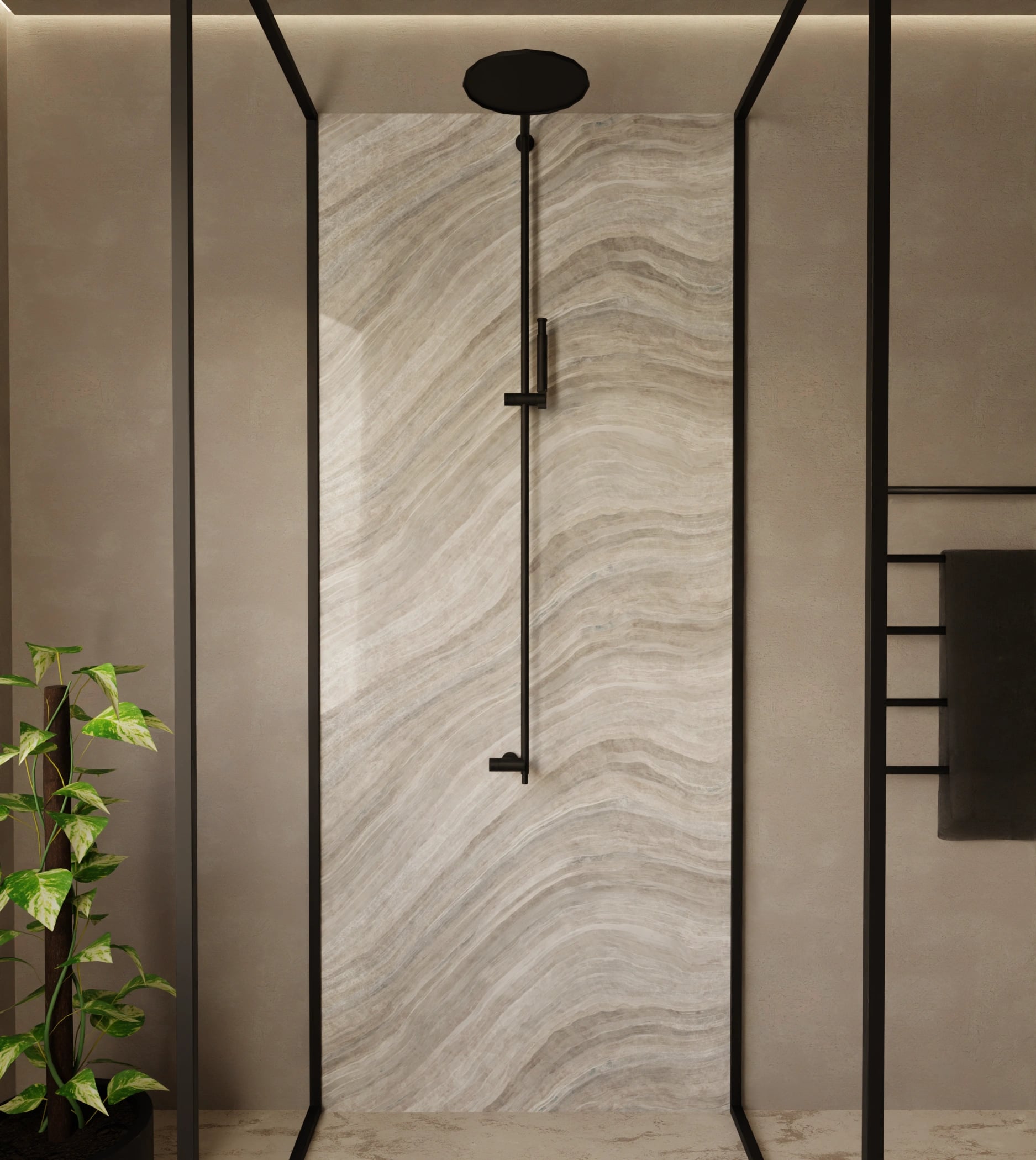 Duschrückwand - Onyx Weiß-Grau – Bild 1