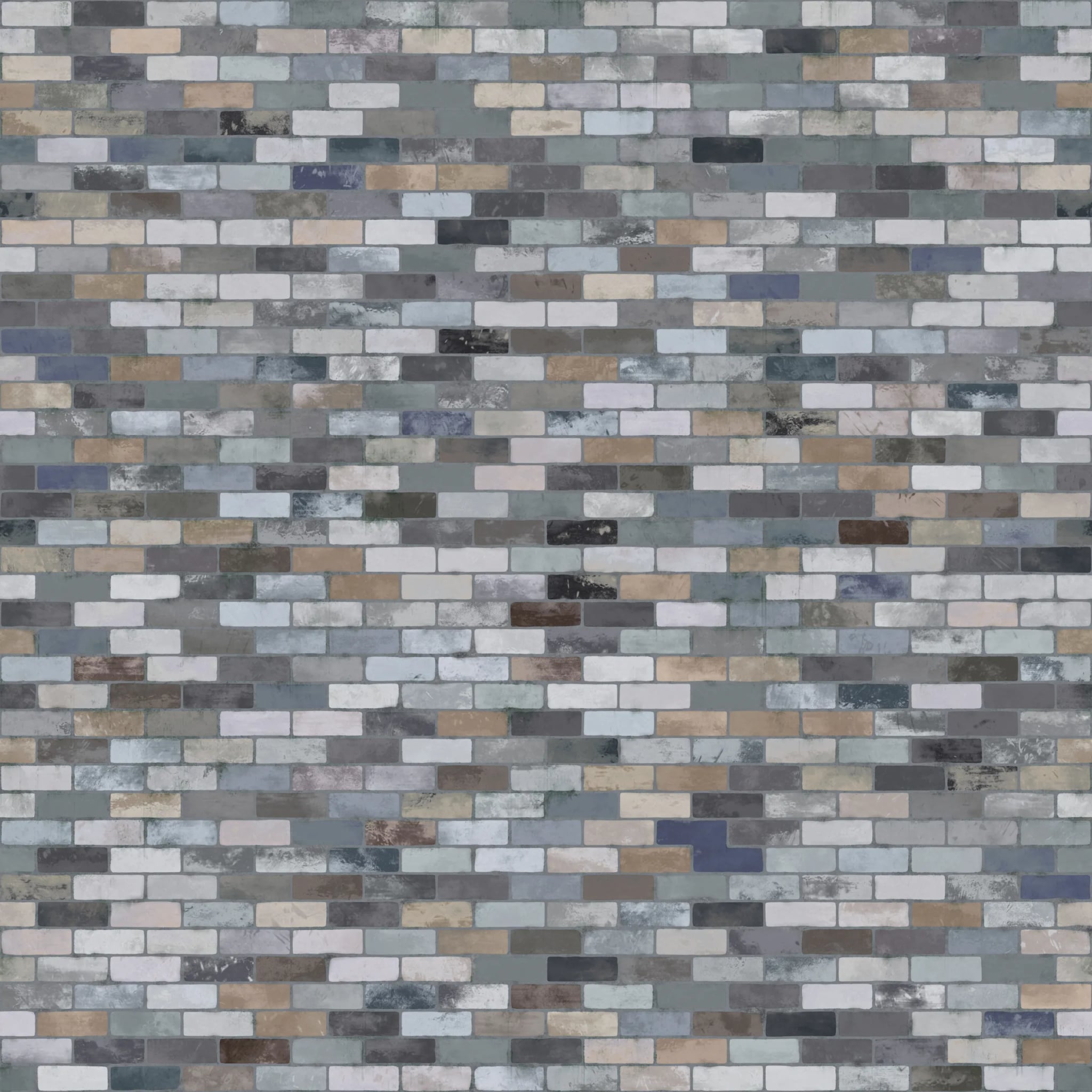 Duschrückwand - Backstein Patchwork Bunt – Bild 7