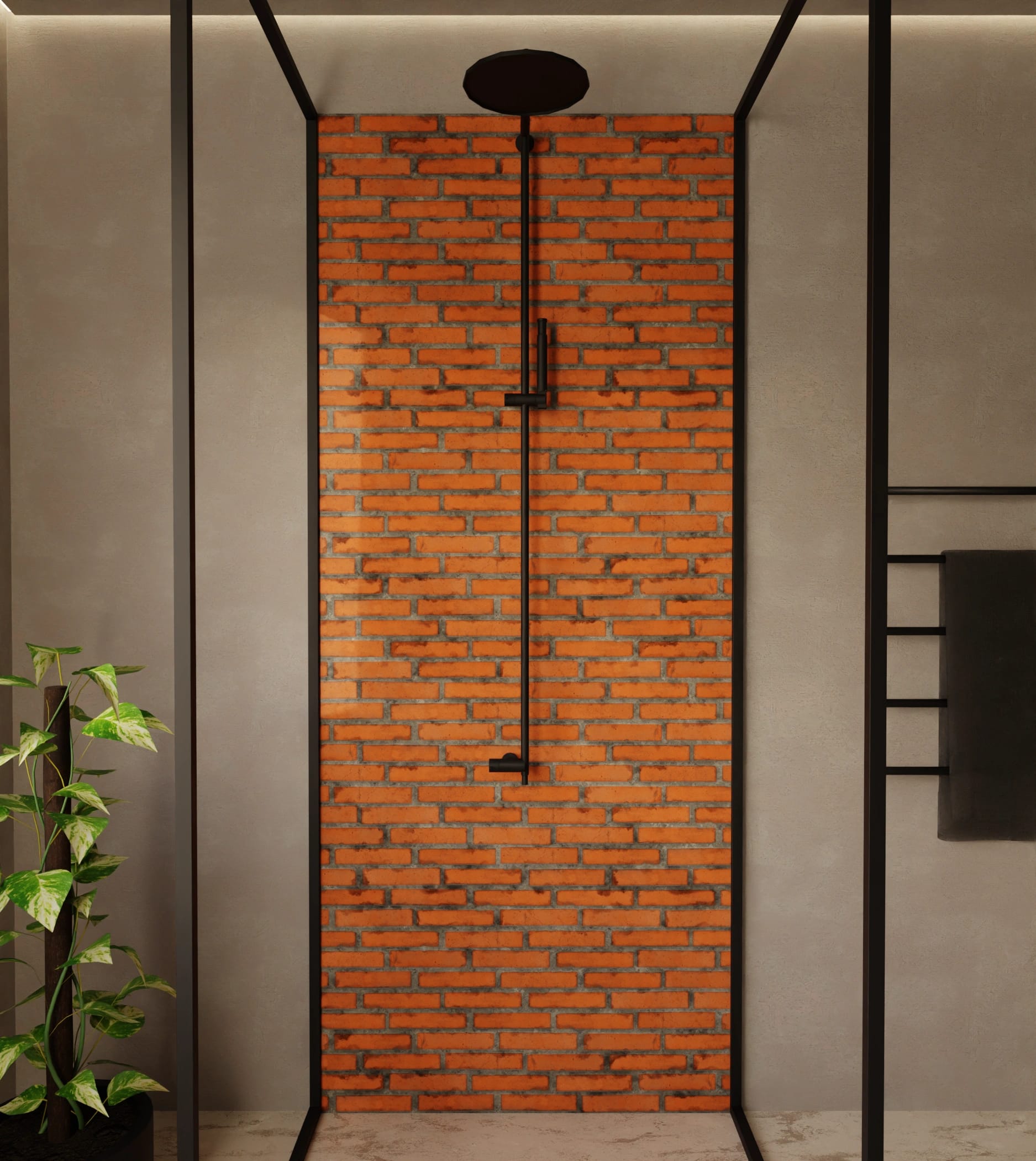 Duschrückwand - Backstein Orange Modern