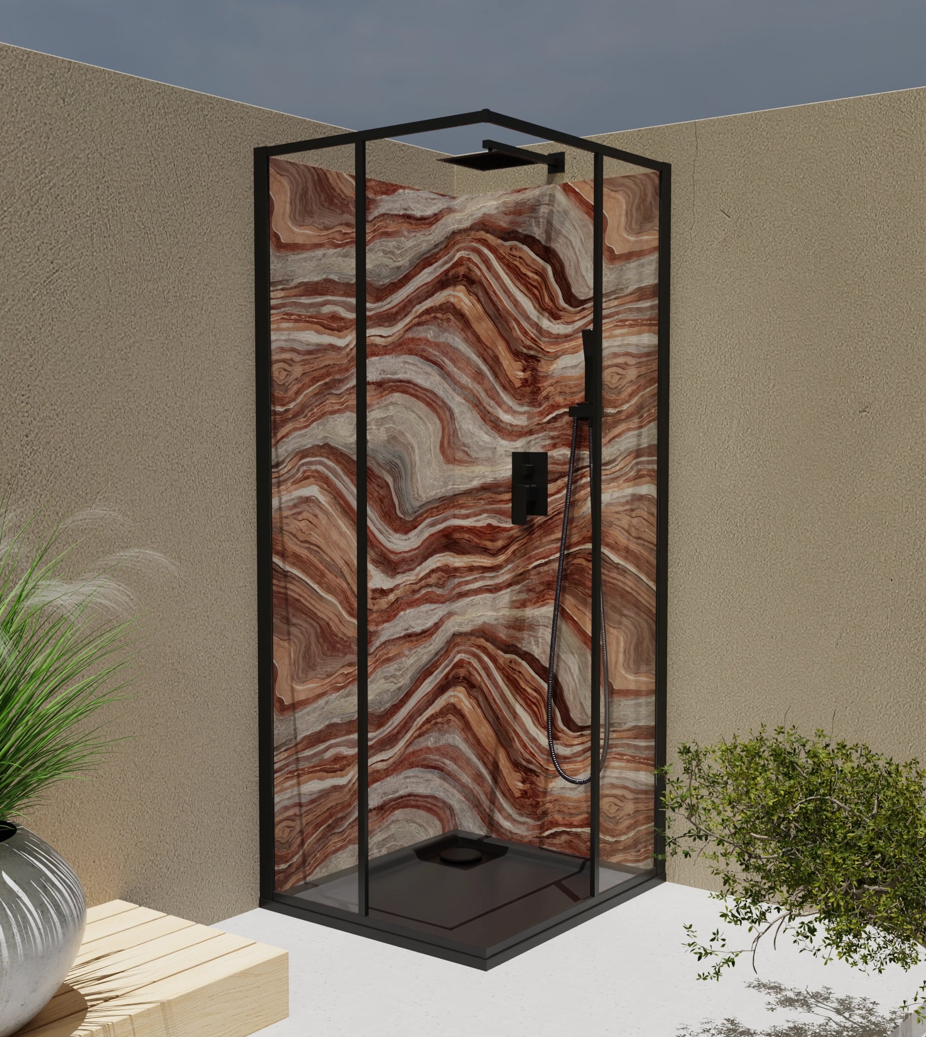 Duschrückwand - Onyx Rotbraun – Bild 4