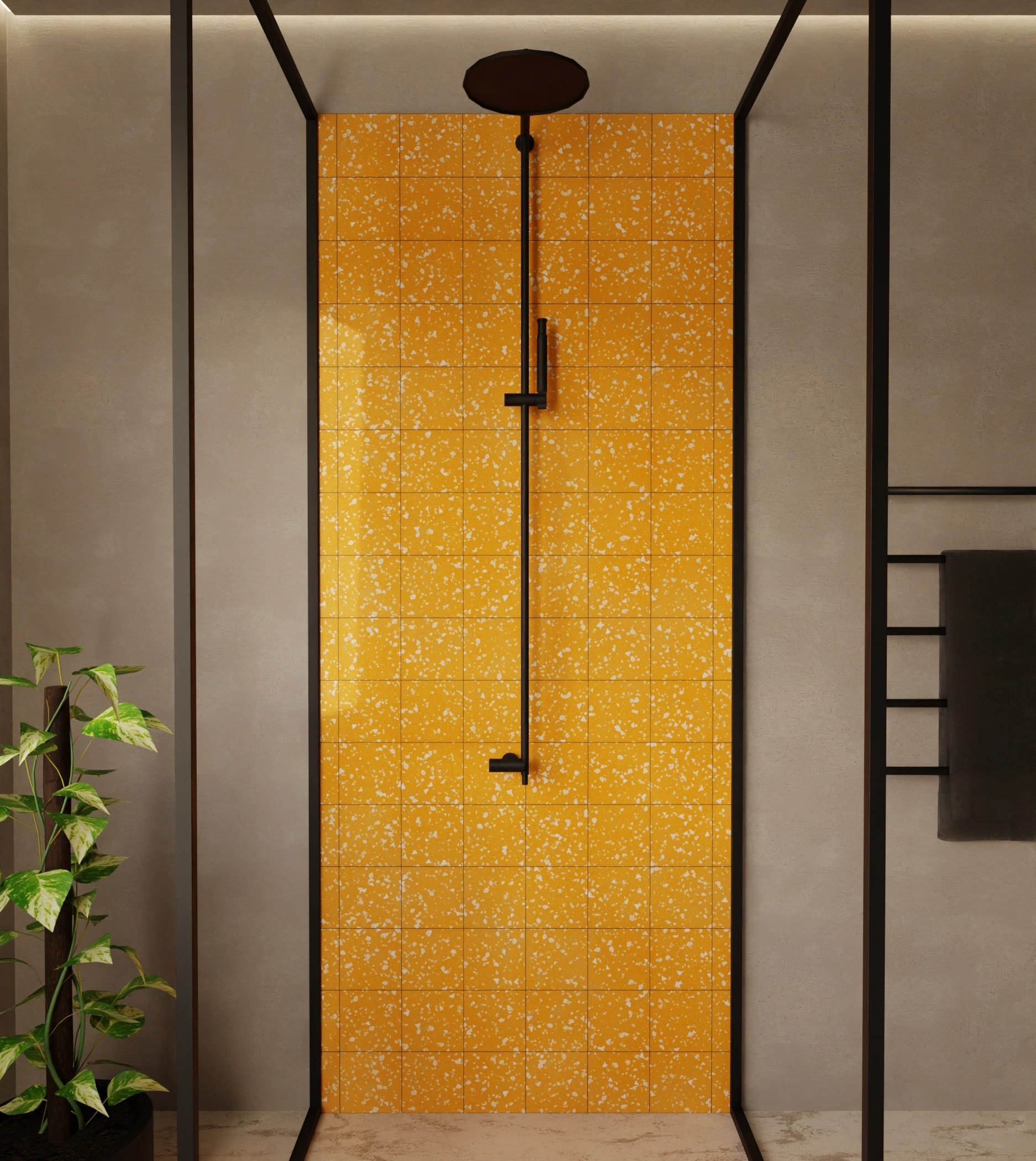 Duschrückwand - Terrazzo Orange-Sprenkel