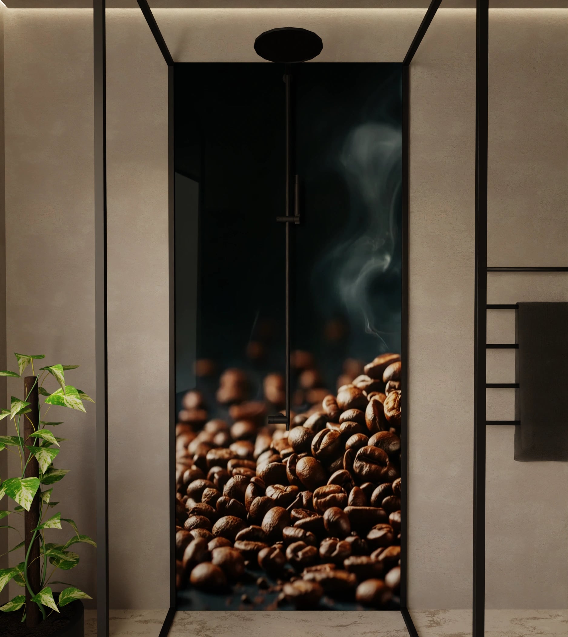 Duschrückwand - Kaffeebohnen Rauch Dunkel – Bild 1