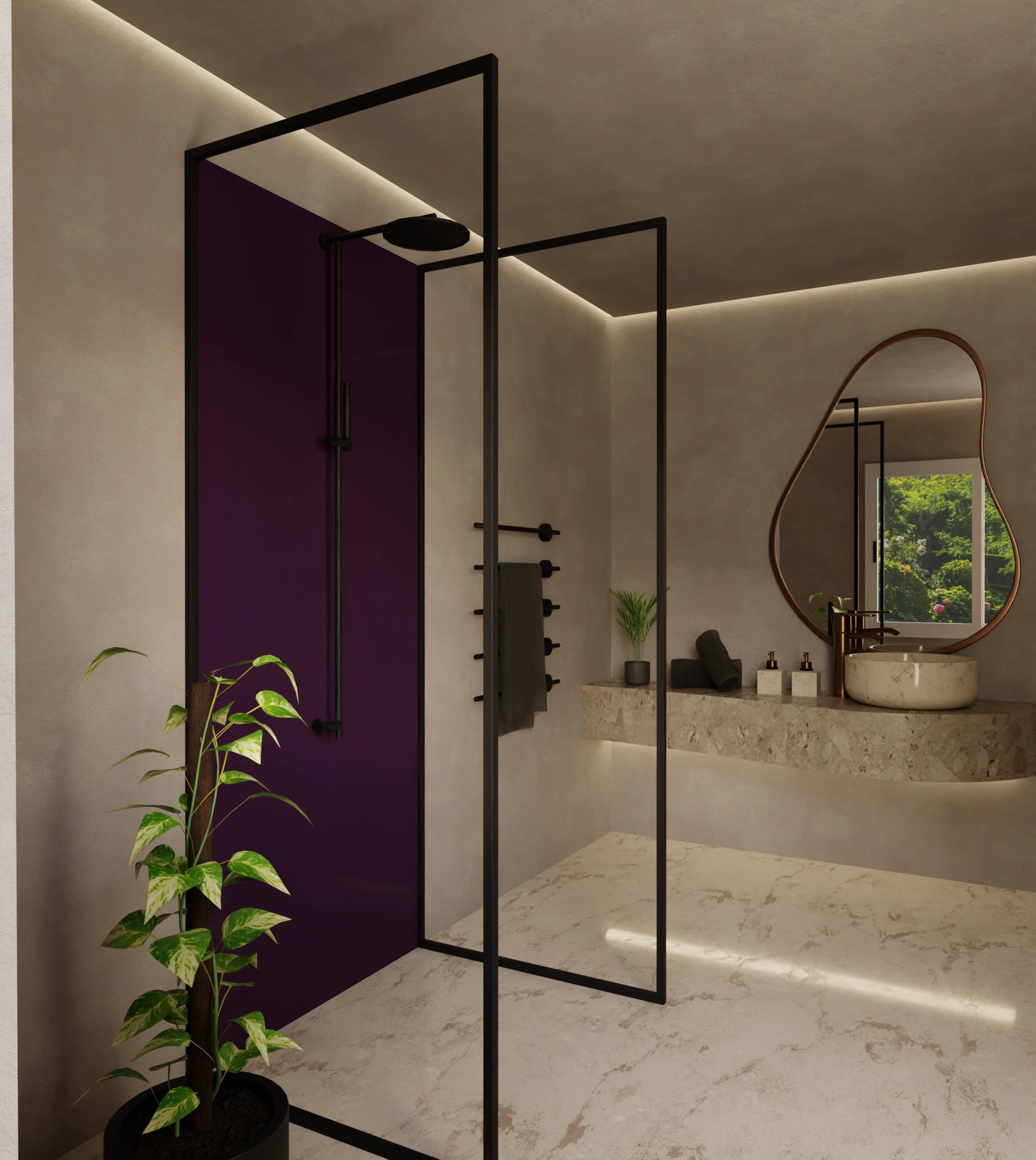 Duschrückwand - Aubergine – Bild 2