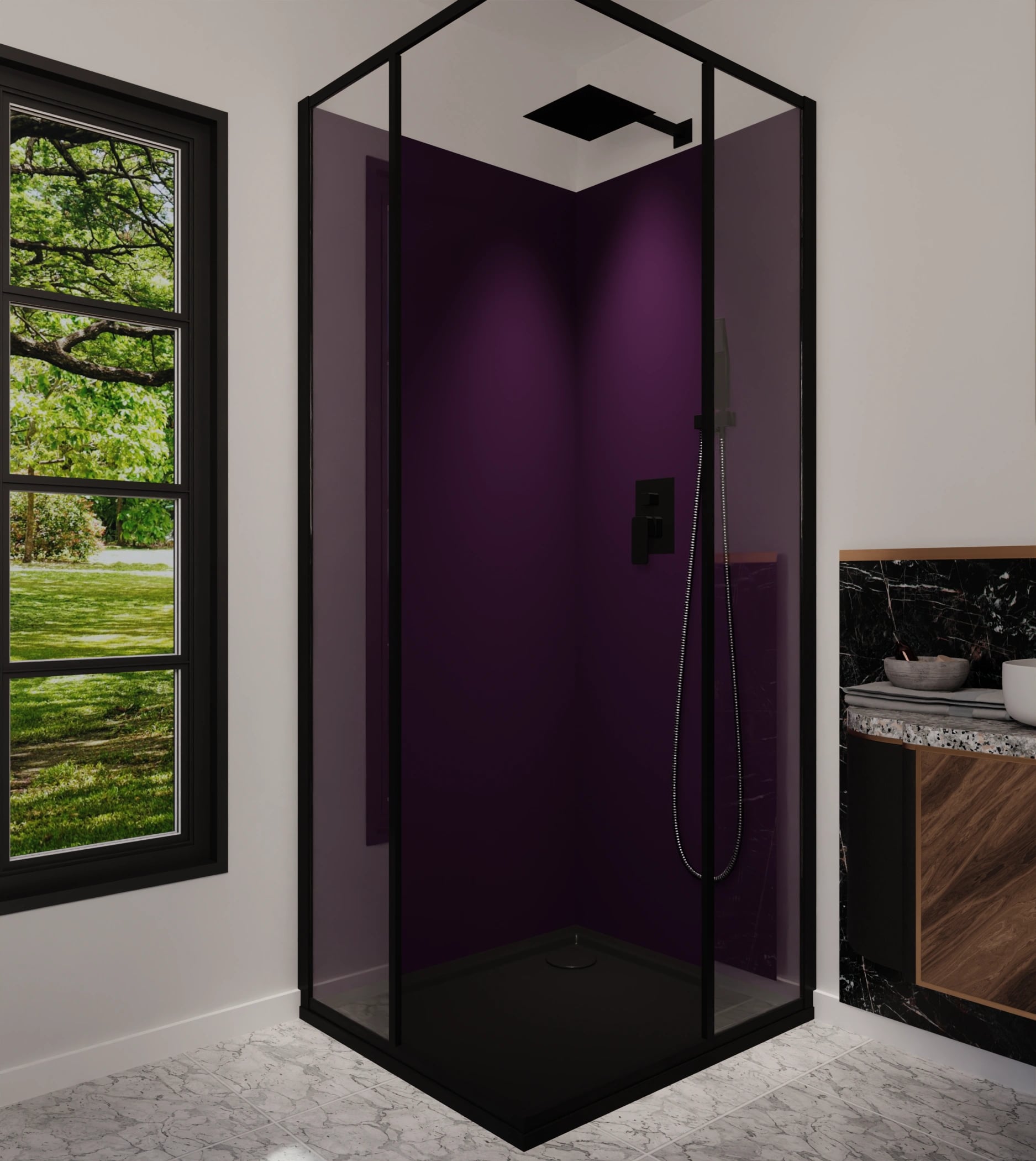 Duschrückwand - Aubergine – Bild 5