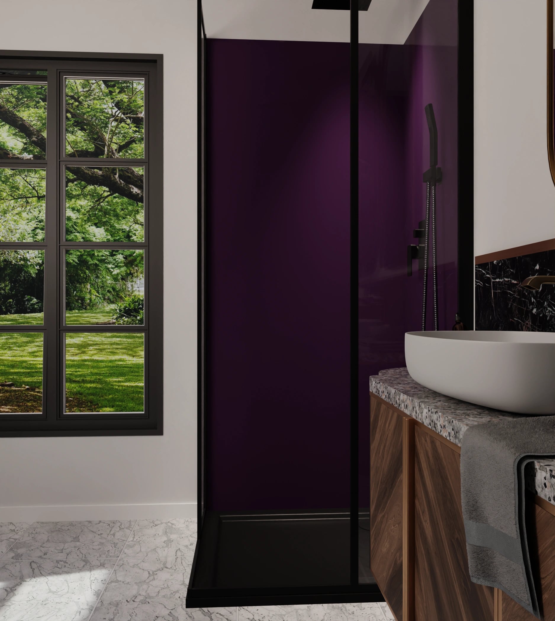 Duschrückwand - Aubergine – Bild 6