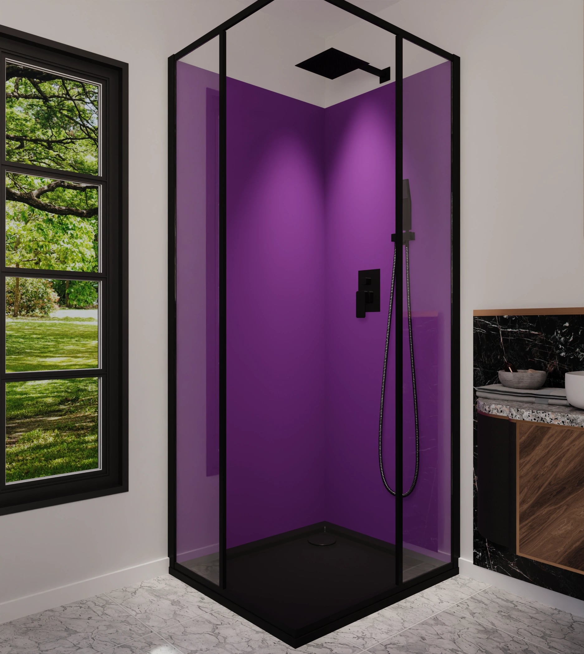 Duschrückwand - Beerenviolett – Bild 5