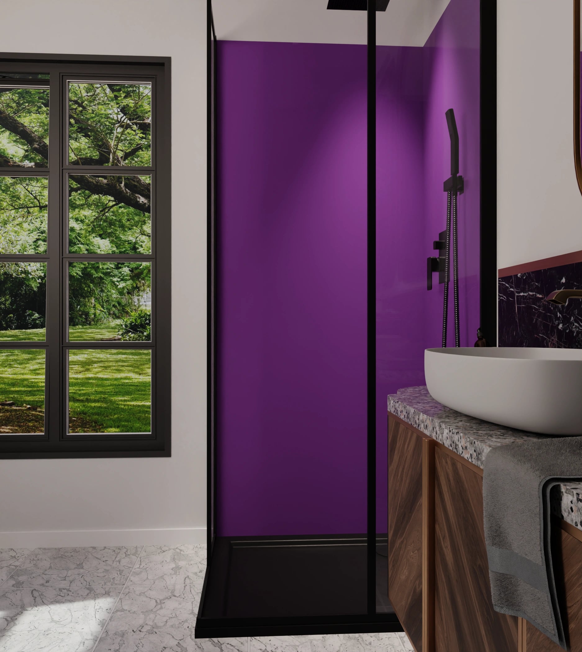 Duschrückwand - Beerenviolett – Bild 6