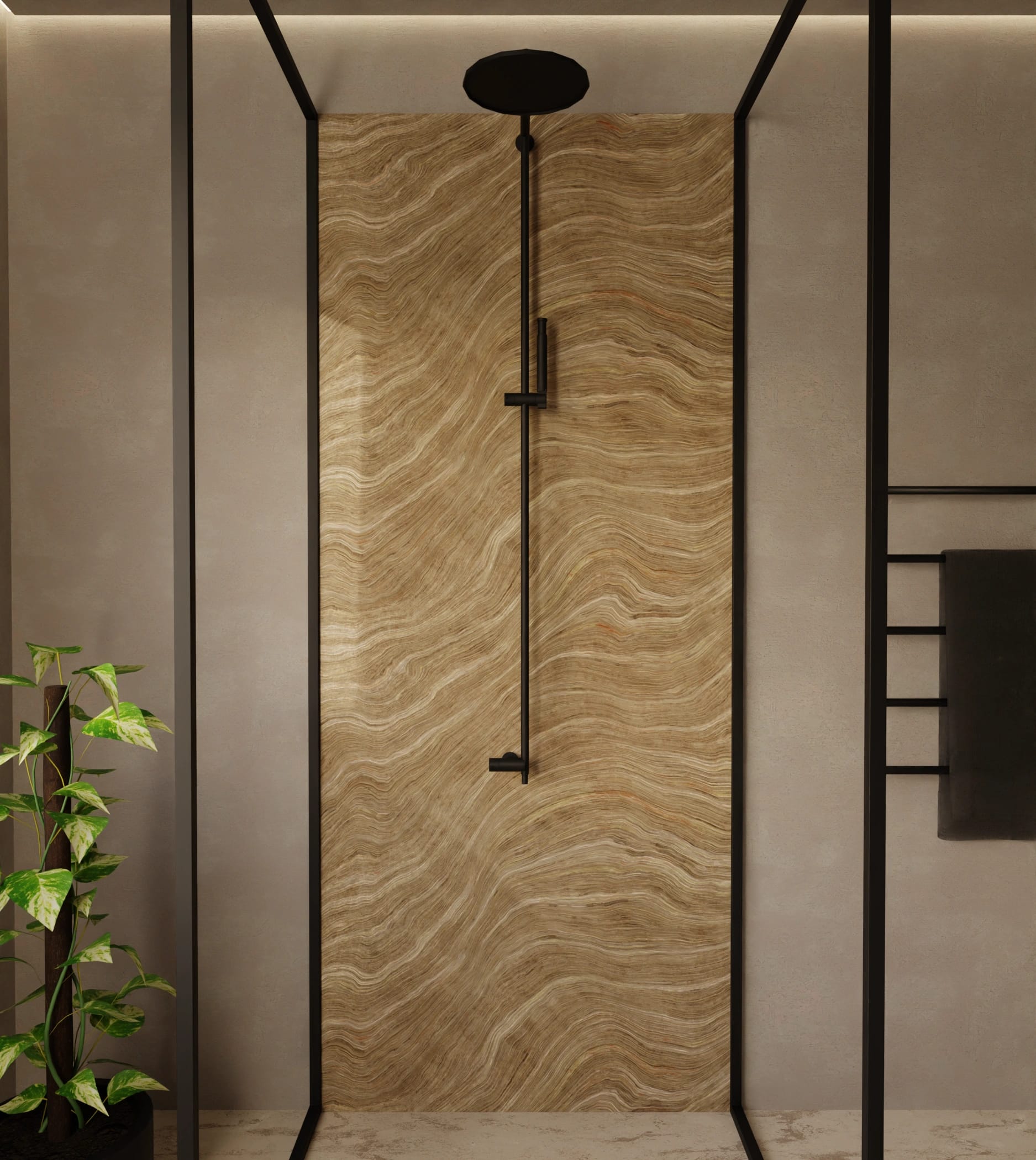 Duschrückwand - Onyx Sand-Beige