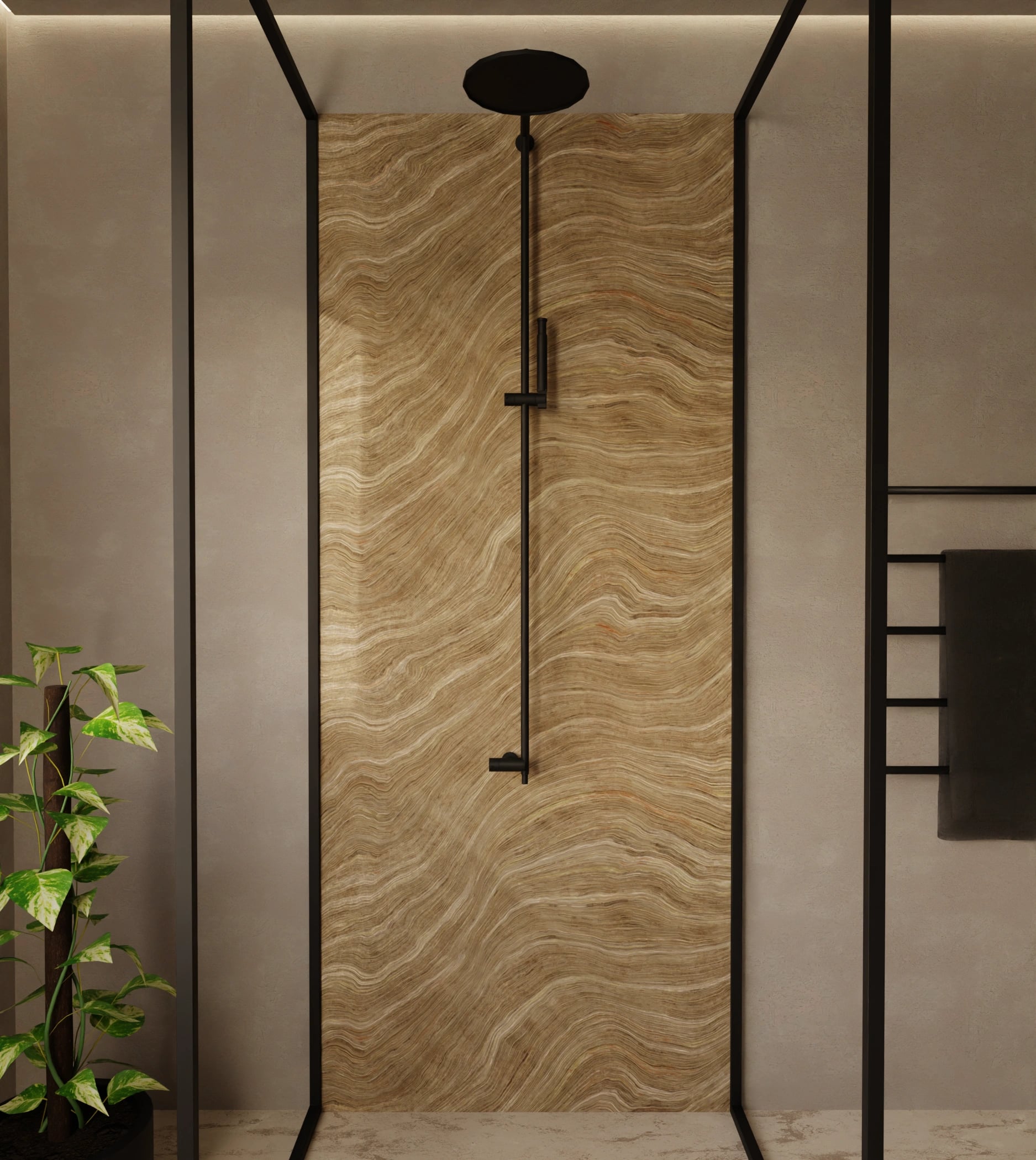 Duschrückwand - Onyx Sand-Beige – Bild 1