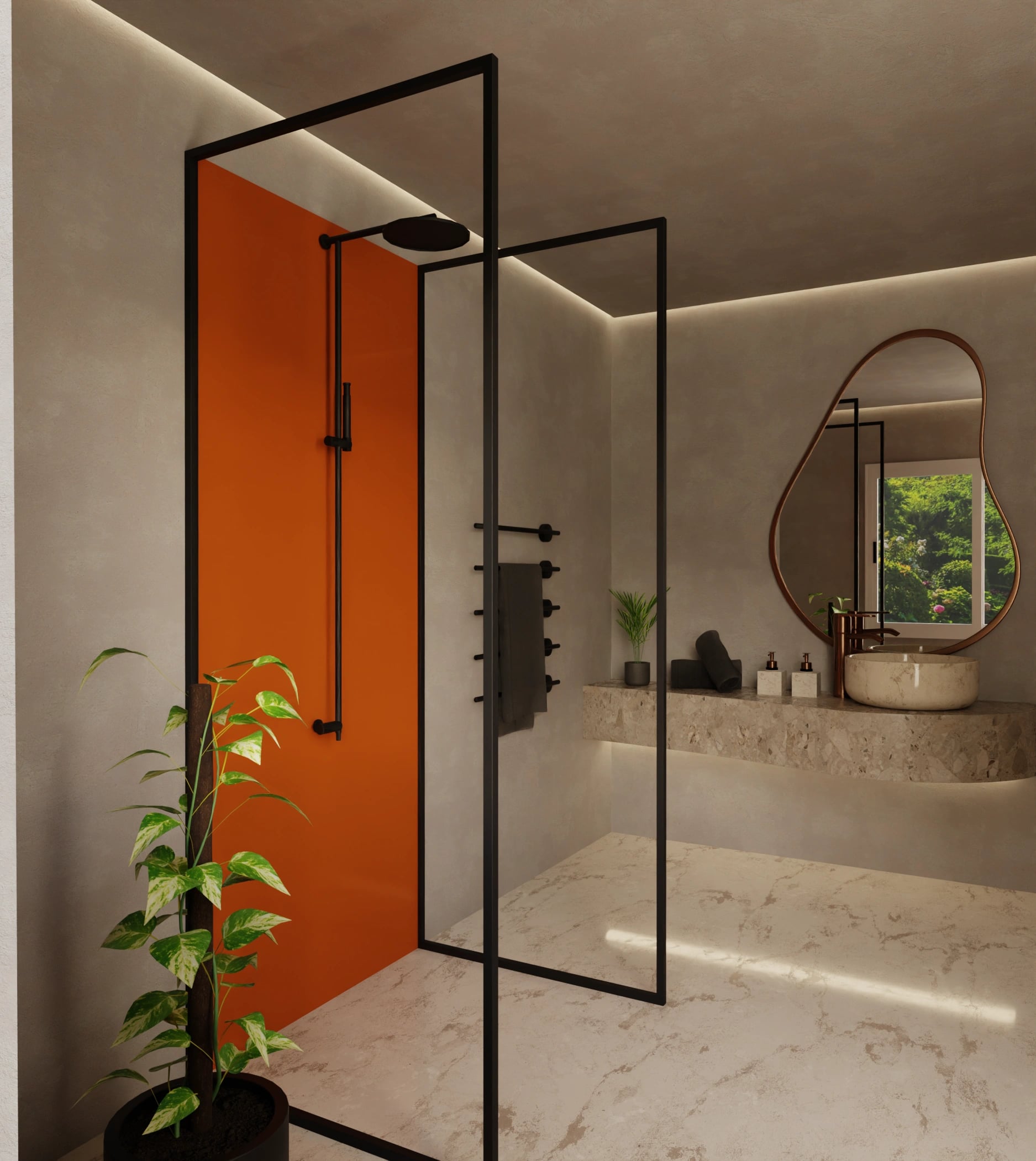 Duschrückwand - Kupferorange – Bild 2