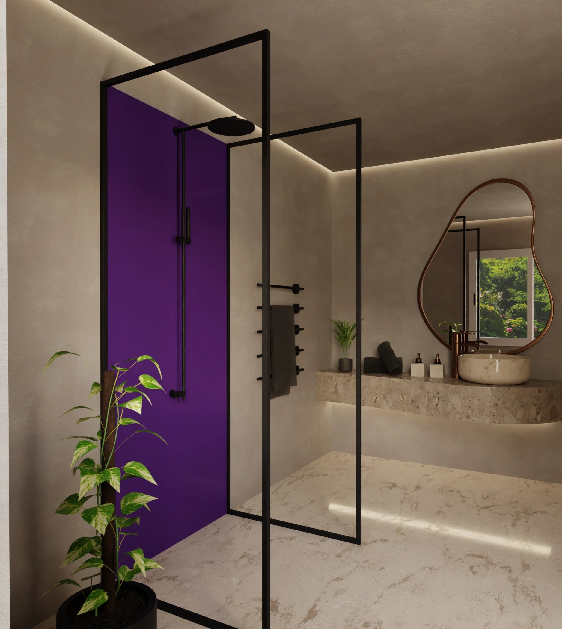 Duschrückwand - Tiefviolett – Bild 2