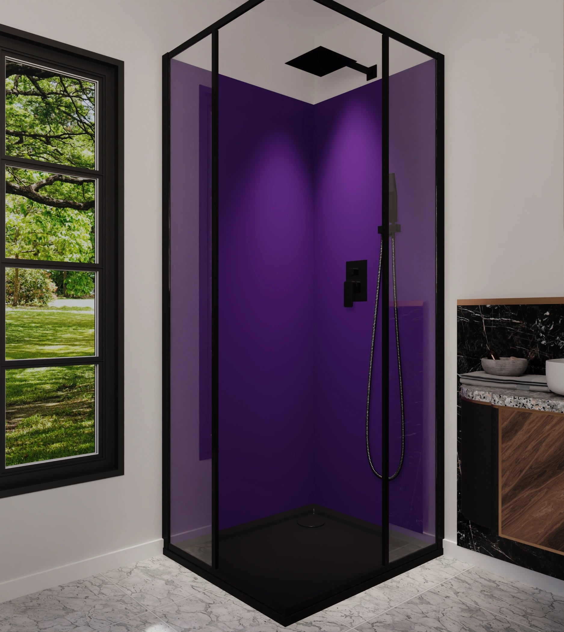 Duschrückwand - Tiefviolett – Bild 5