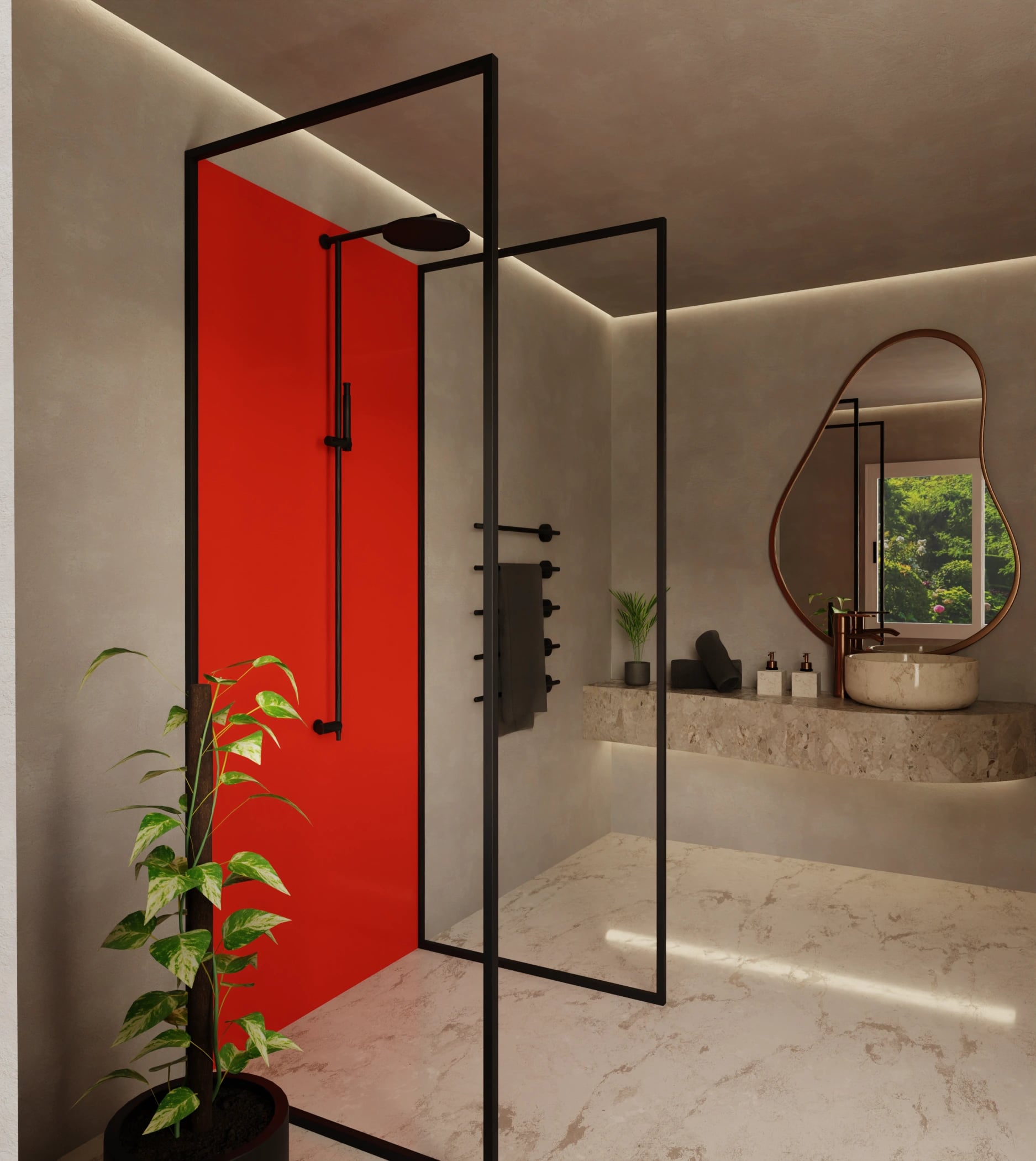 Duschrückwand - Tomatenrot – Bild 2