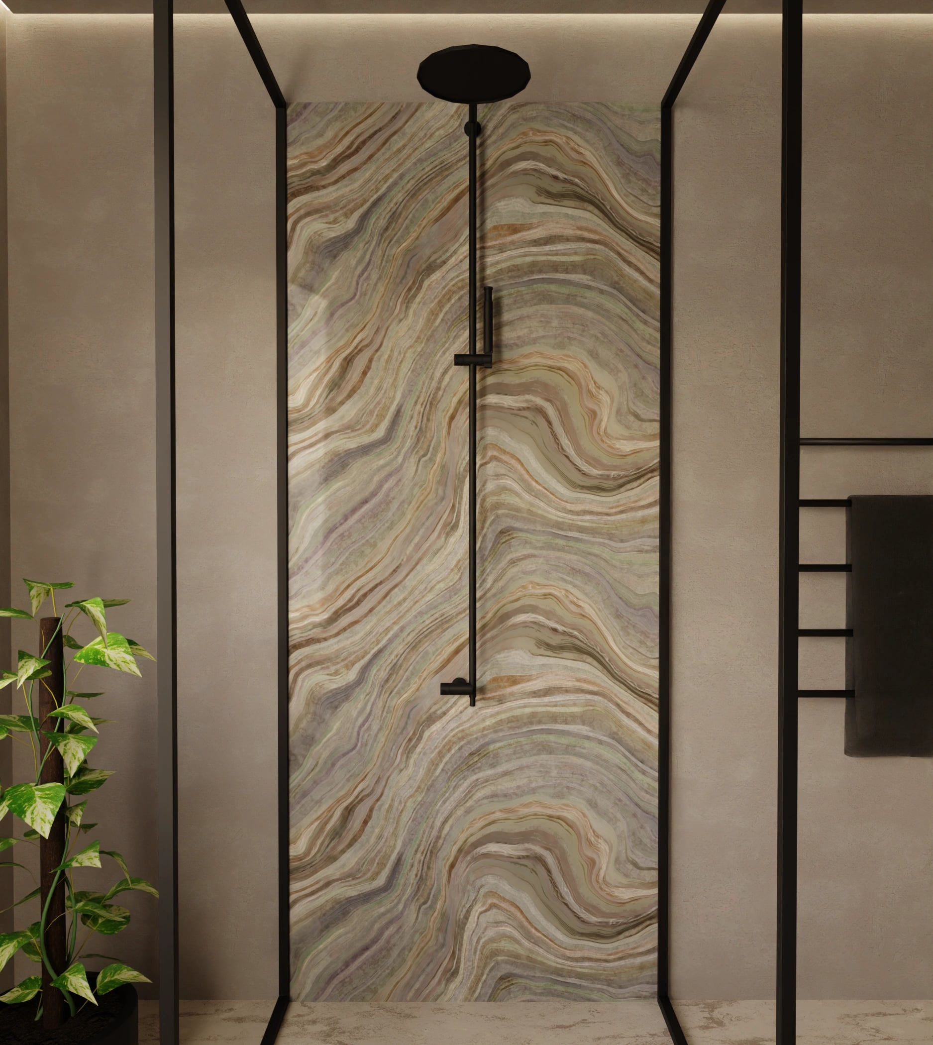 Duschrückwand - Onyx Grau-Rosé – Bild 1