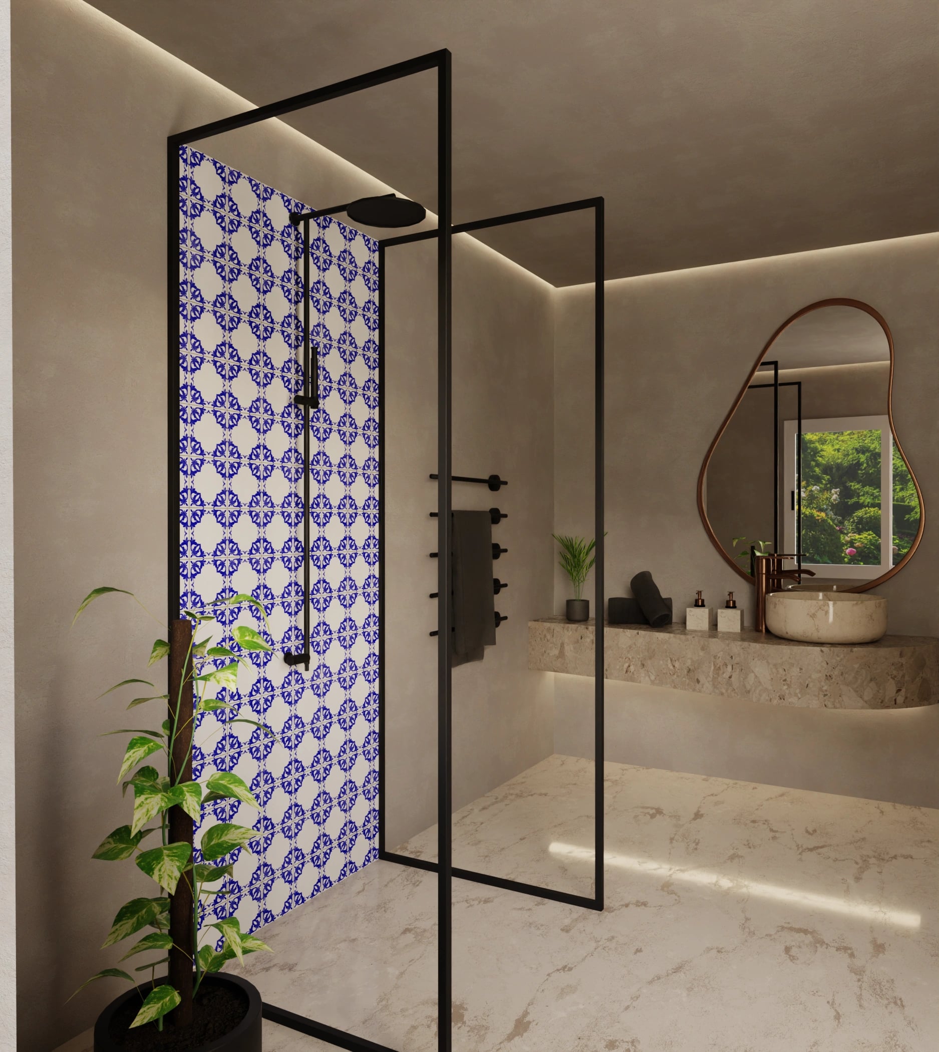 Duschrückwand - Azulejo Sternornament Klein – Bild 2