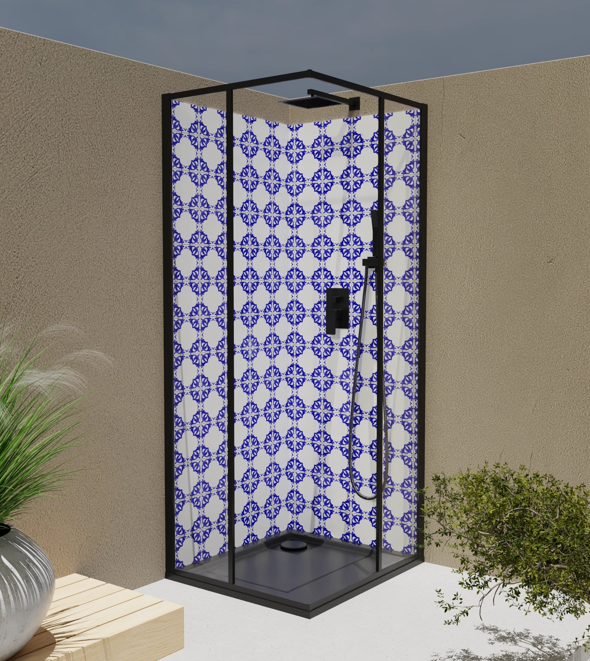 Duschrückwand - Azulejo Sternornament Klein – Bild 4