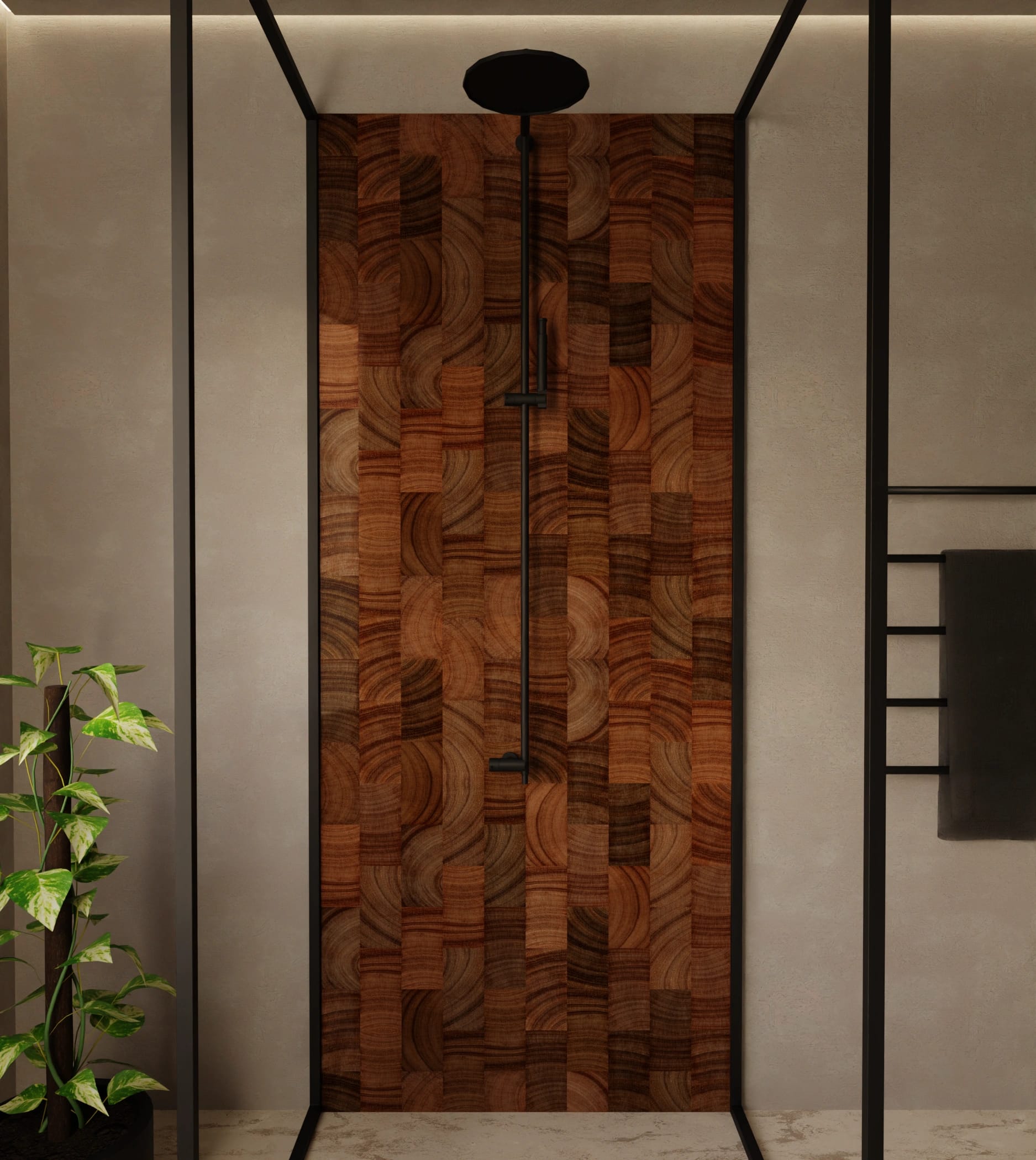 Duschrückwand - Hirnholz Mosaik Dunkel