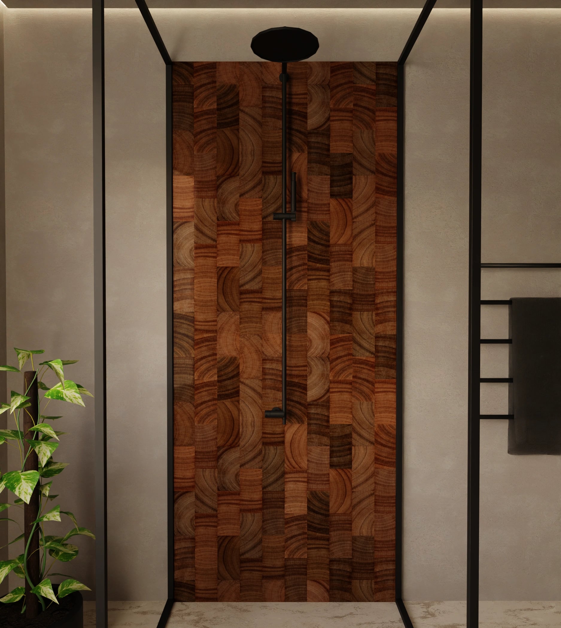 Duschrückwand - Hirnholz Mosaik Dunkel – Bild 1