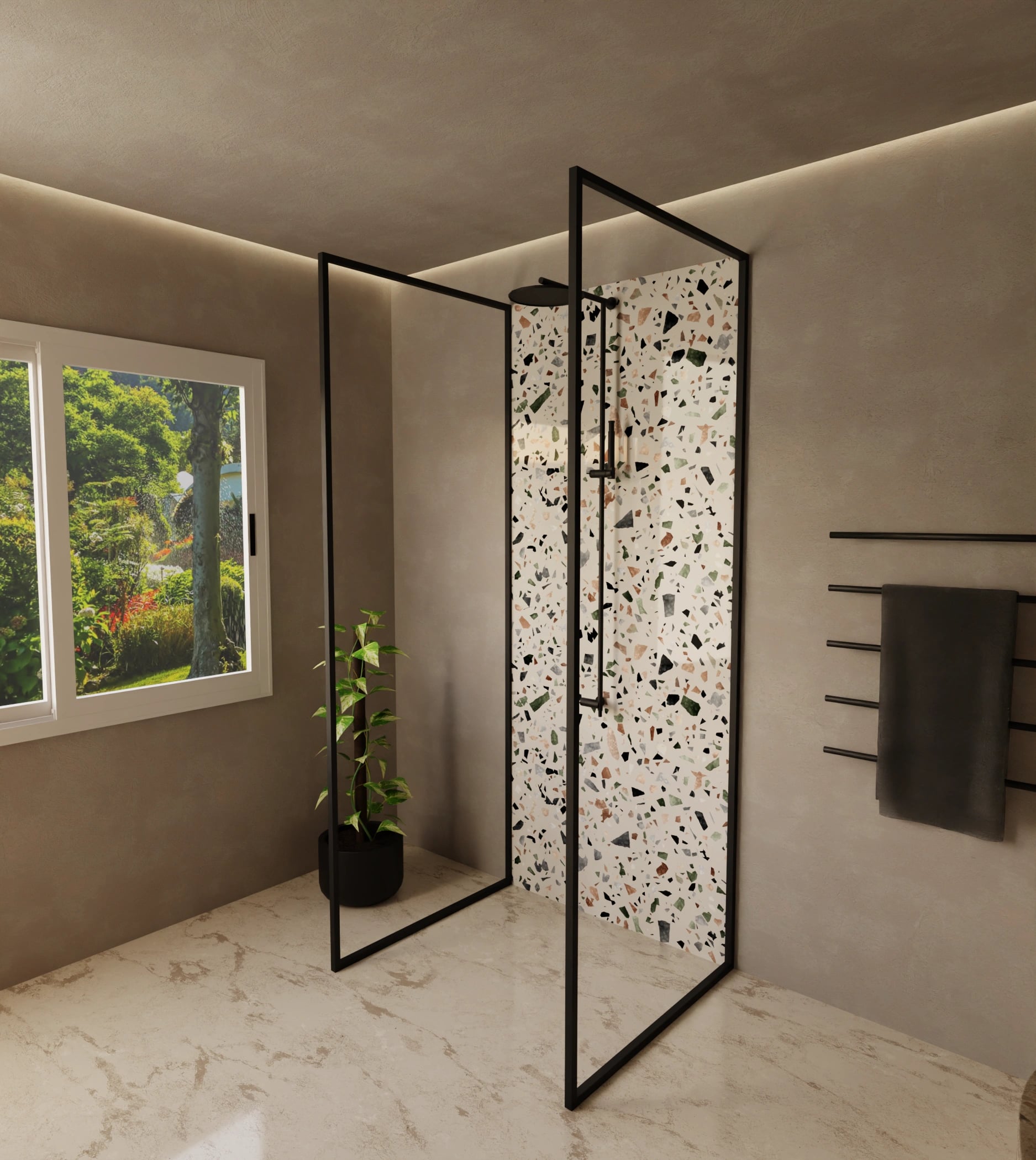 Duschrückwand - Terrazzo Waldgrün – Bild 3