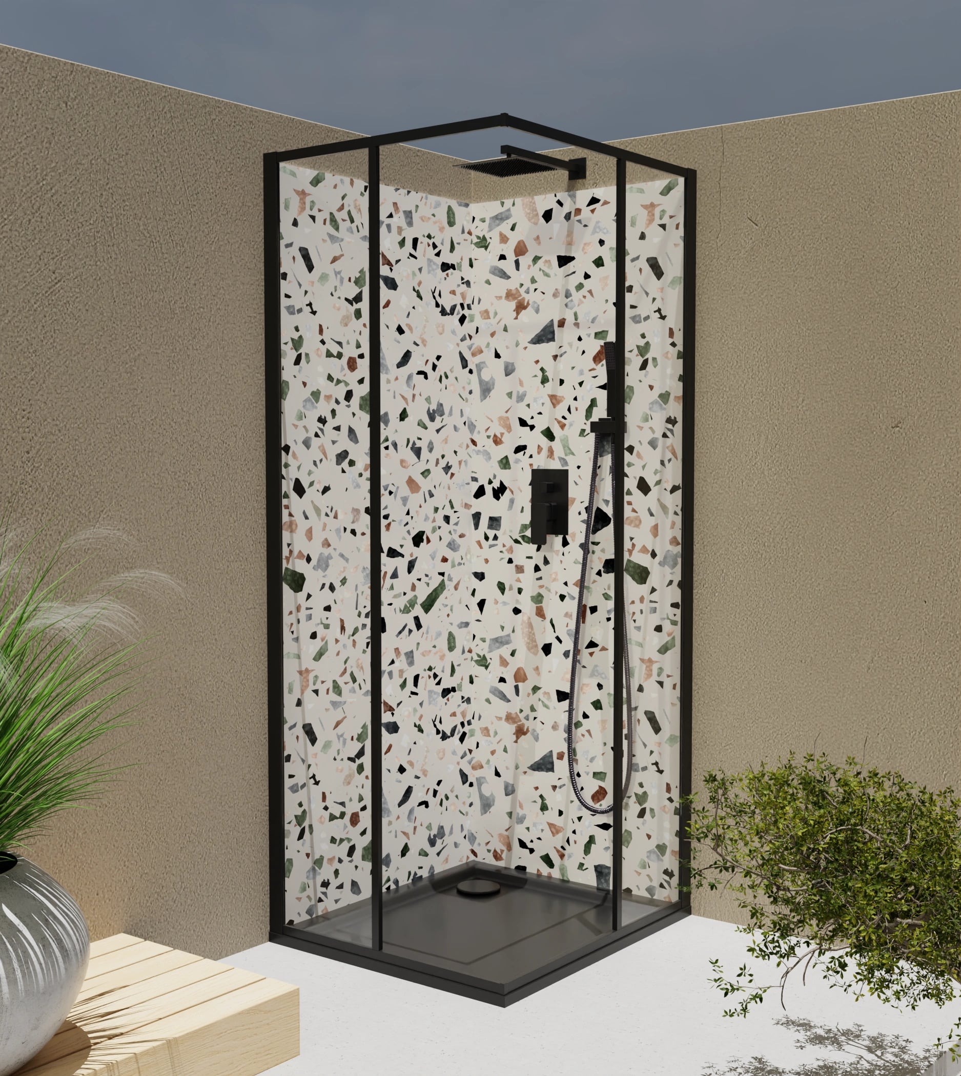 Duschrückwand - Terrazzo Waldgrün – Bild 4