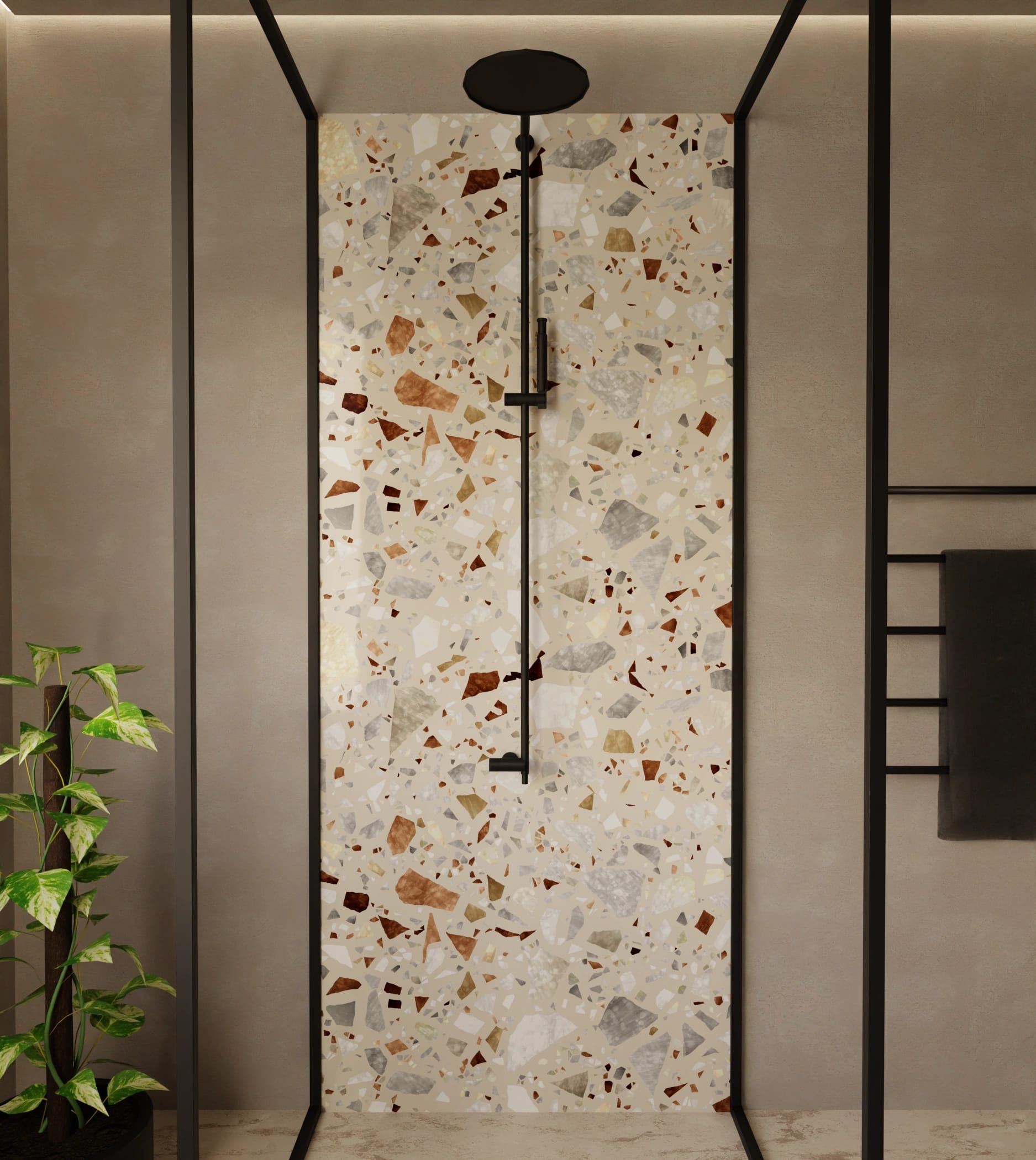 Duschrückwand - Terrazzo Naturstein