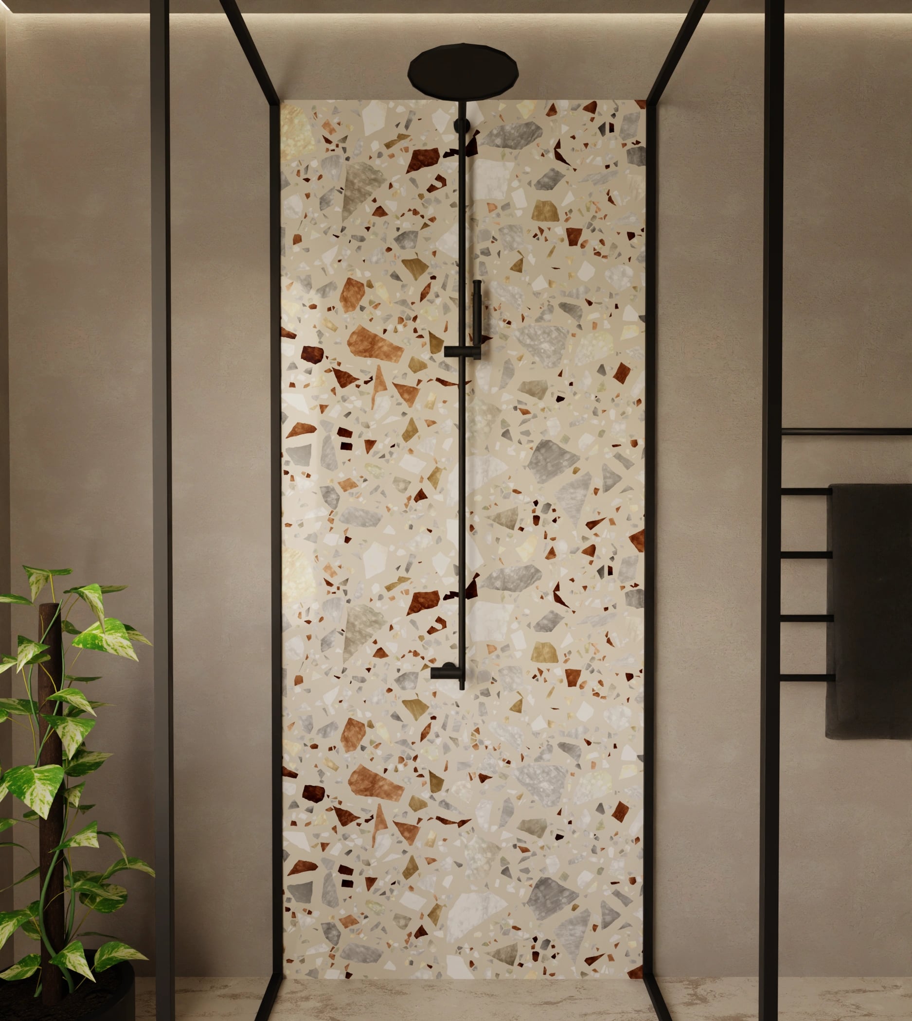 Duschrückwand - Terrazzo Naturstein – Bild 1