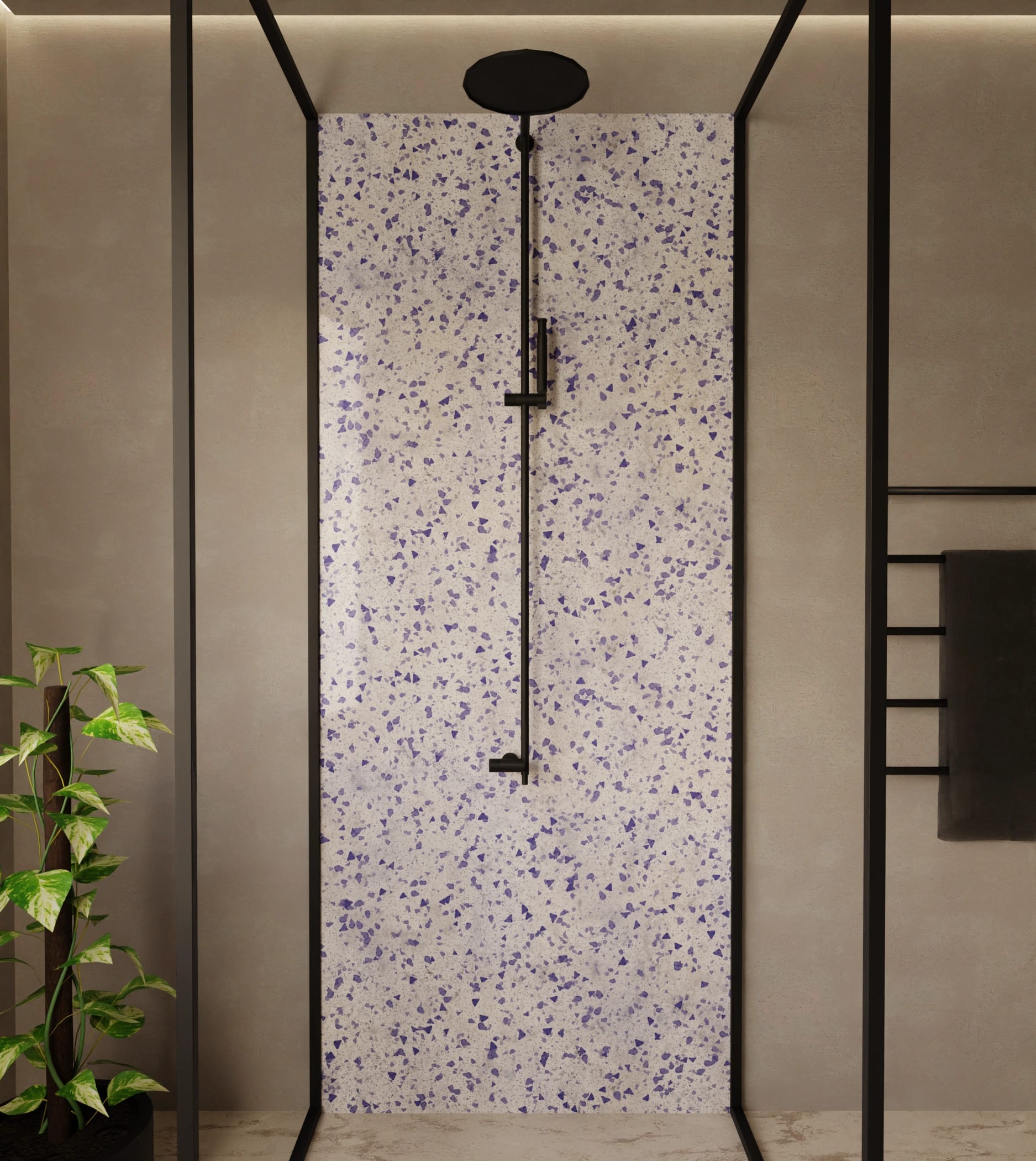 Duschrückwand - Terrazzo Lavendel