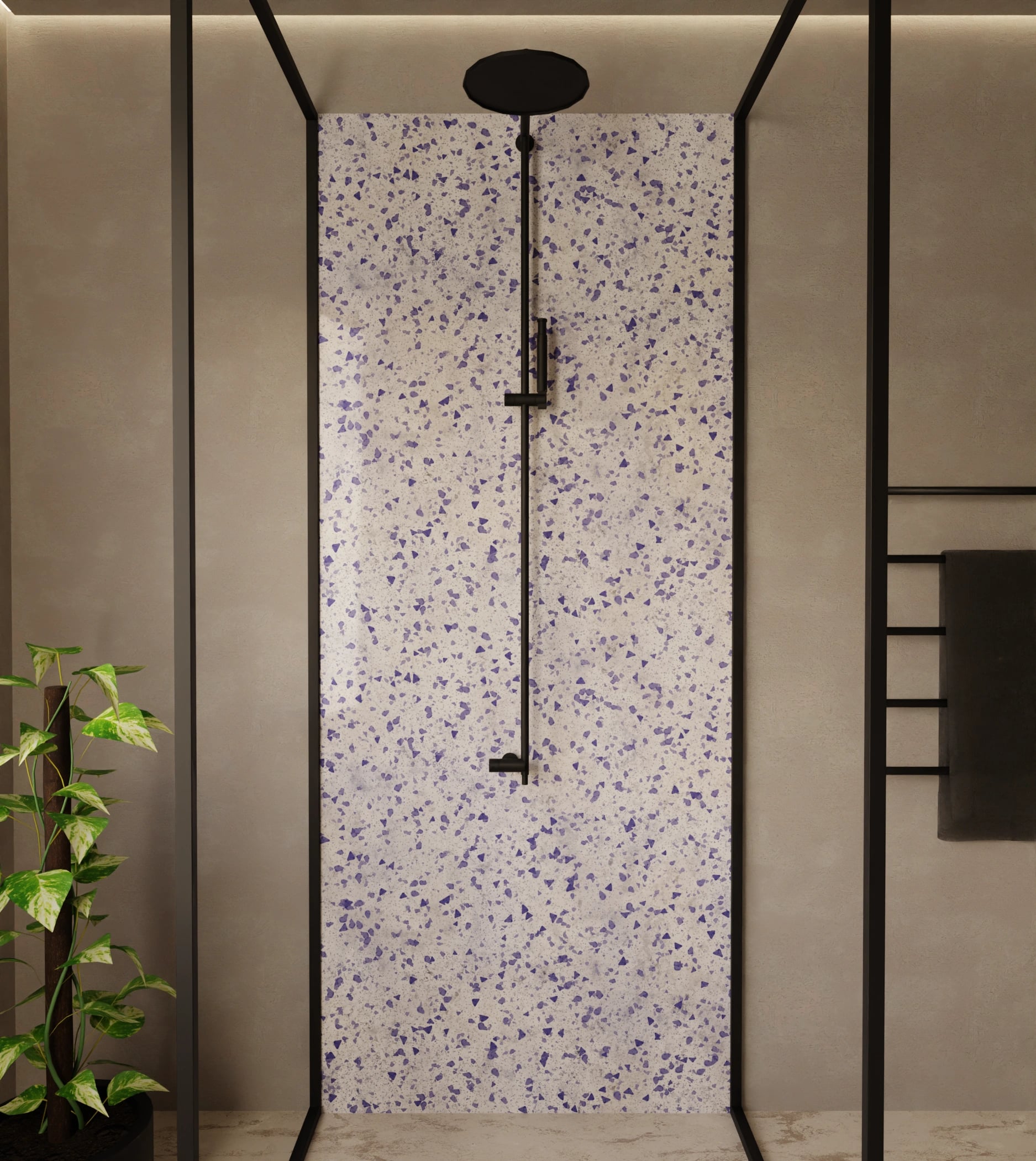 Duschrückwand - Terrazzo Lavendel – Bild 1