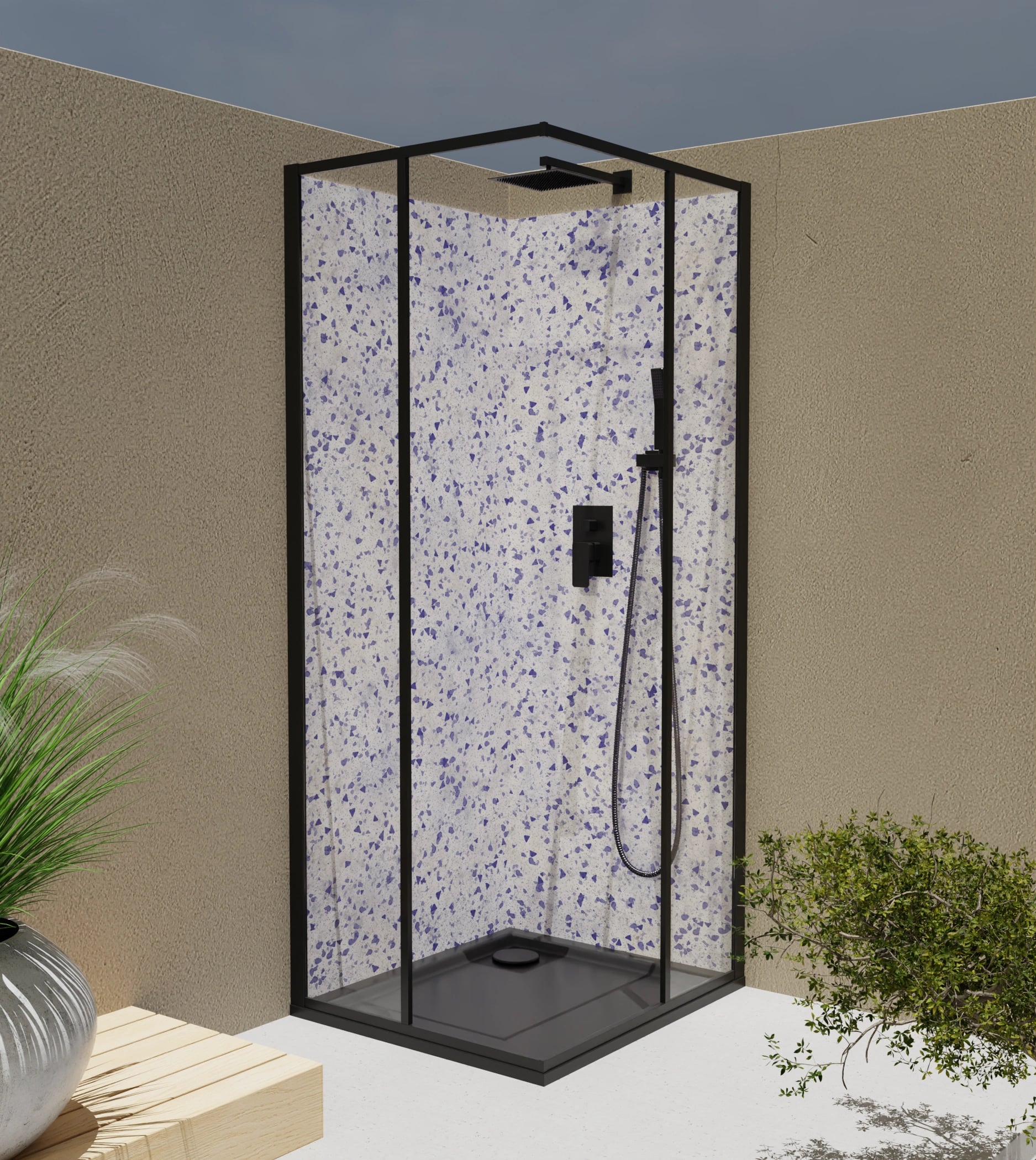 Duschrückwand - Terrazzo Lavendel – Bild 4