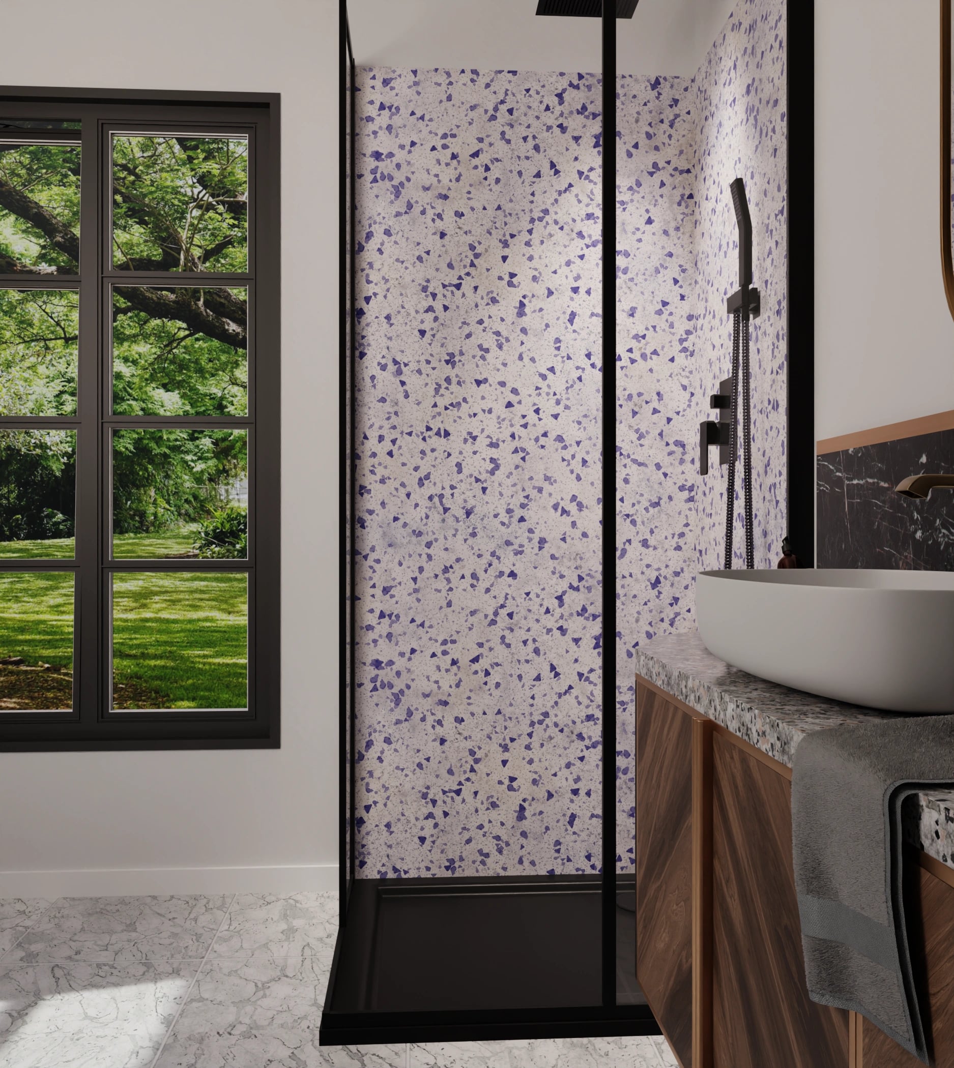 Duschrückwand - Terrazzo Lavendel – Bild 6