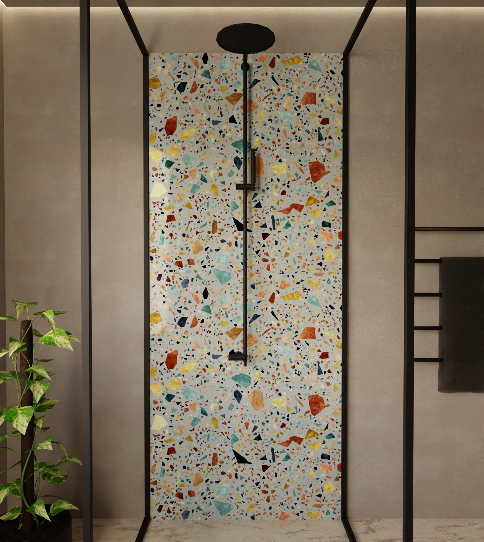 Duschrückwand - Terrazzo Konfetti Salbei – Bild 1