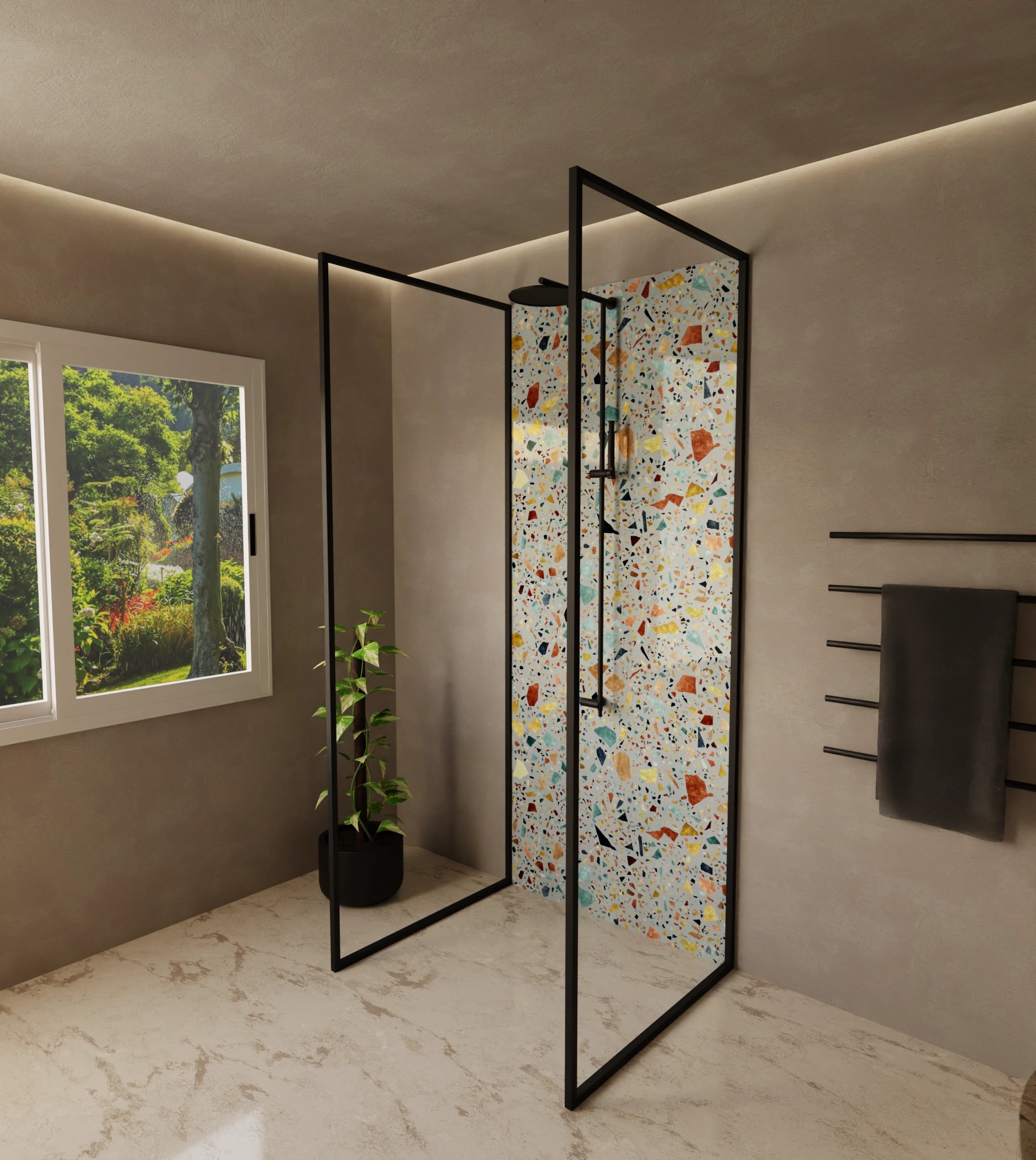 Duschrückwand - Terrazzo Konfetti Salbei – Bild 3