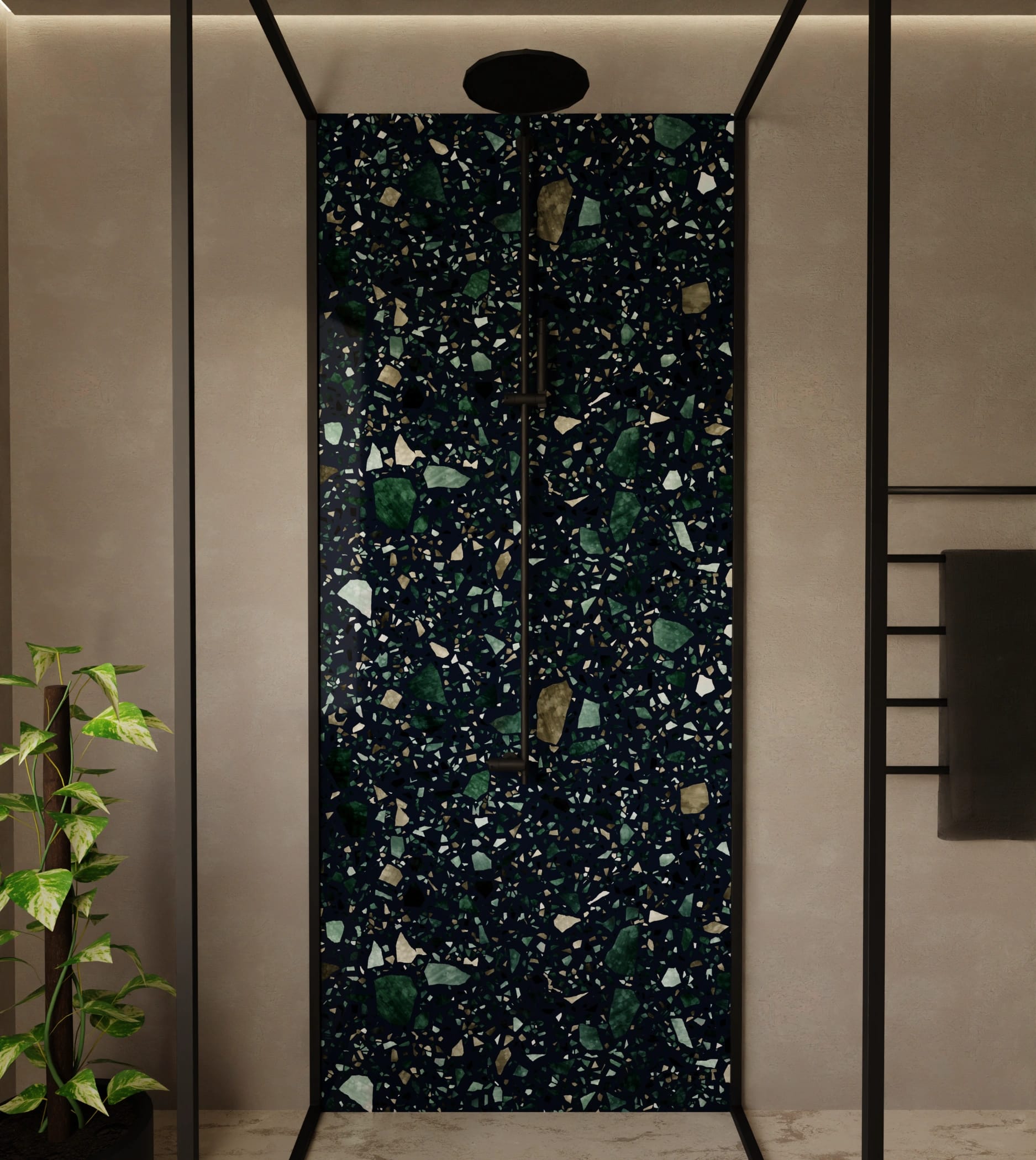 Duschrückwand - Terrazzo Nachtblau