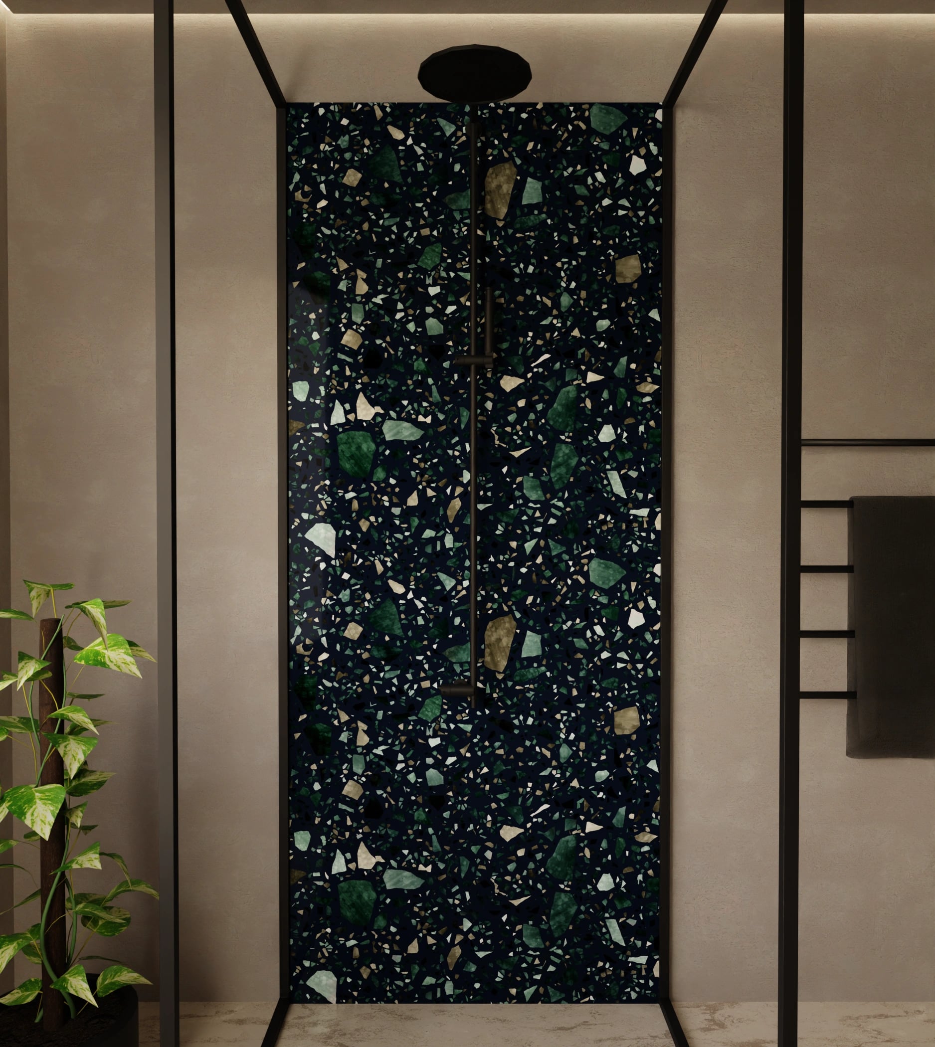 Duschrückwand - Terrazzo Nachtblau – Bild 1