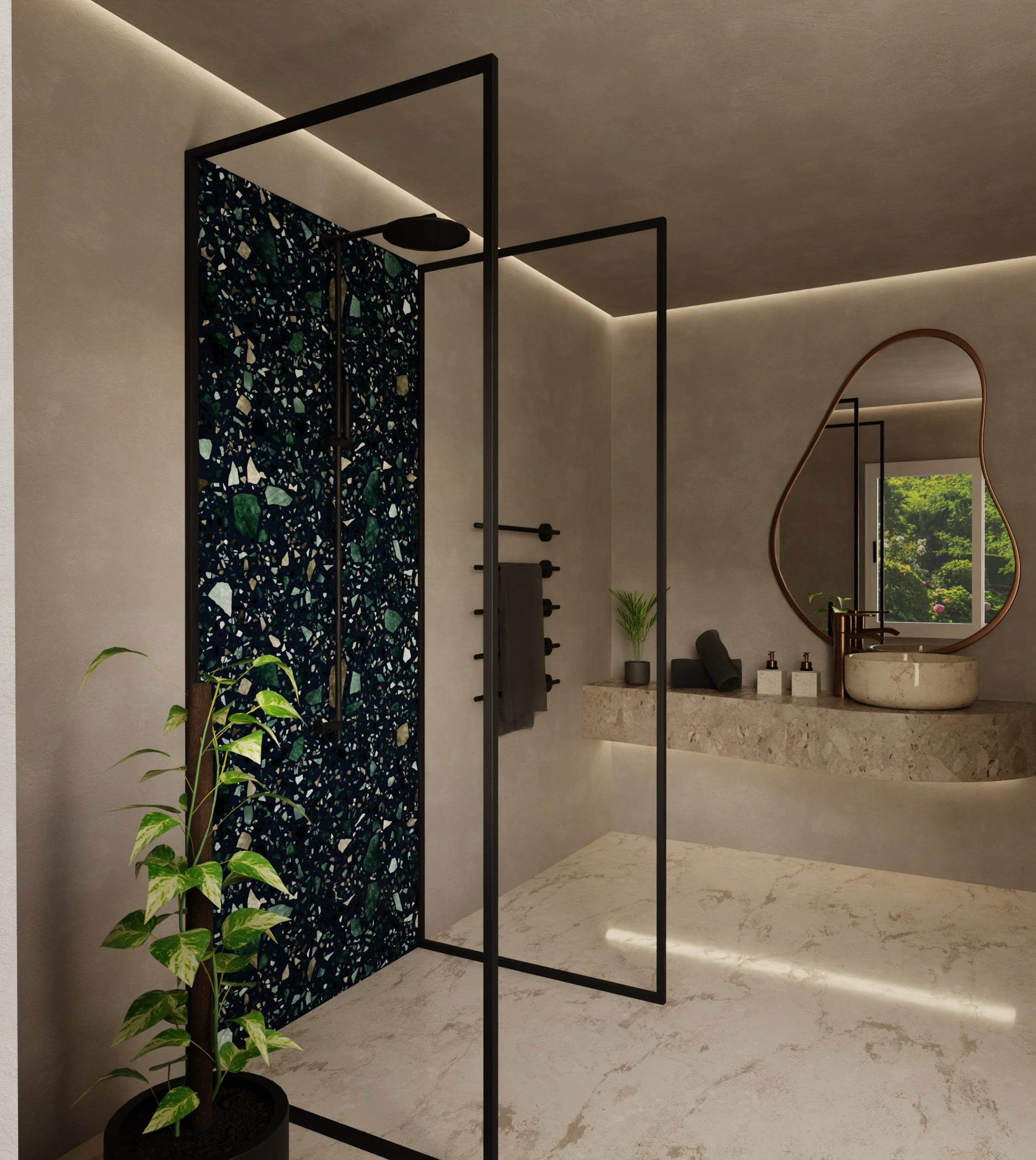 Duschrückwand - Terrazzo Nachtblau – Bild 2