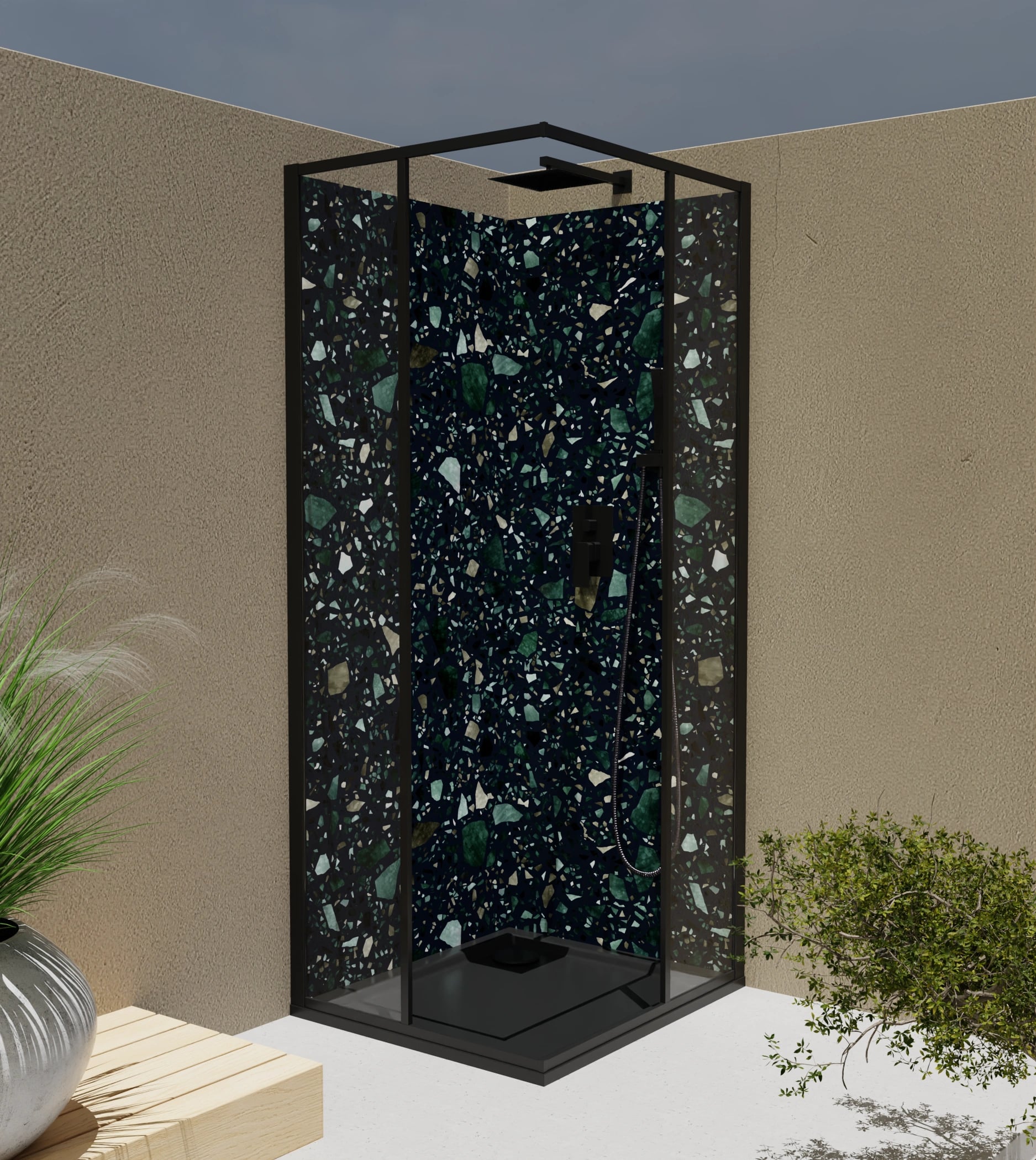 Duschrückwand - Terrazzo Nachtblau – Bild 4