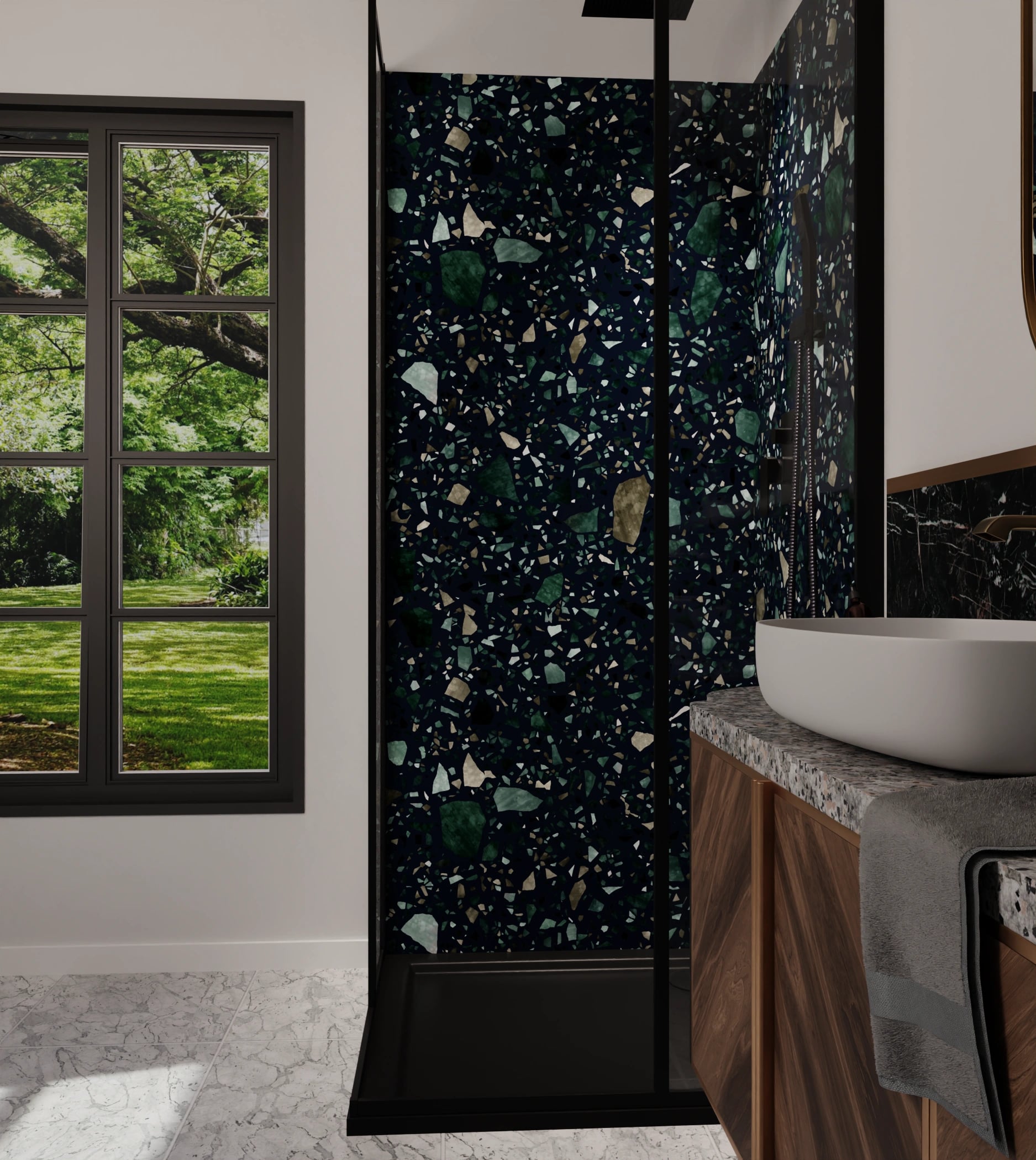 Duschrückwand - Terrazzo Nachtblau – Bild 6