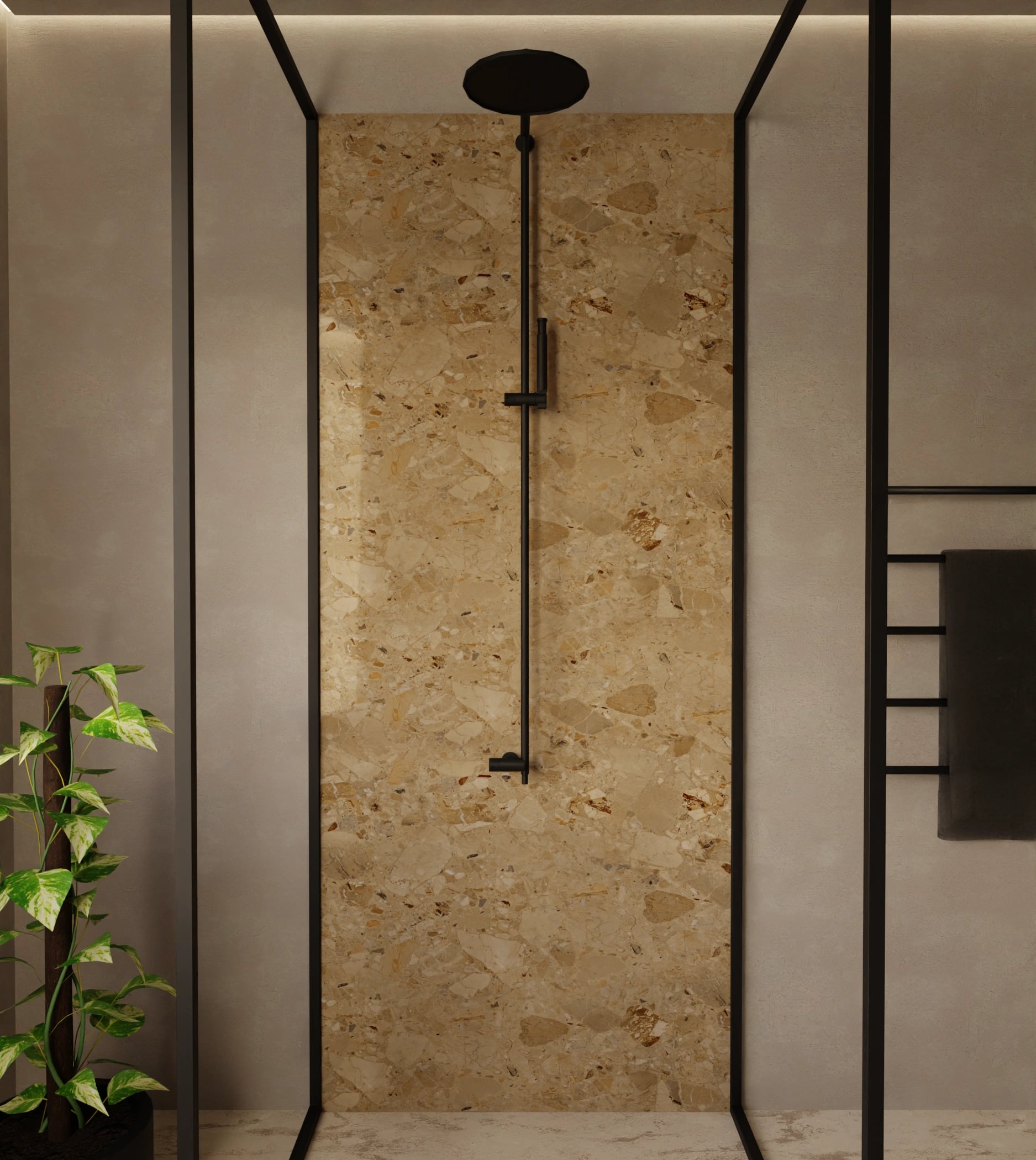 Duschrückwand - Terrazzo Sandstein – Bild 1