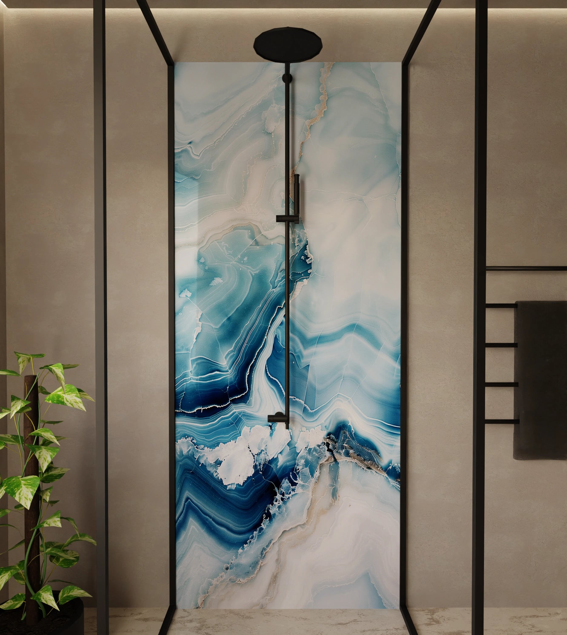 Duschrückwand - Onyx-Marmor Eisblau – Bild 1