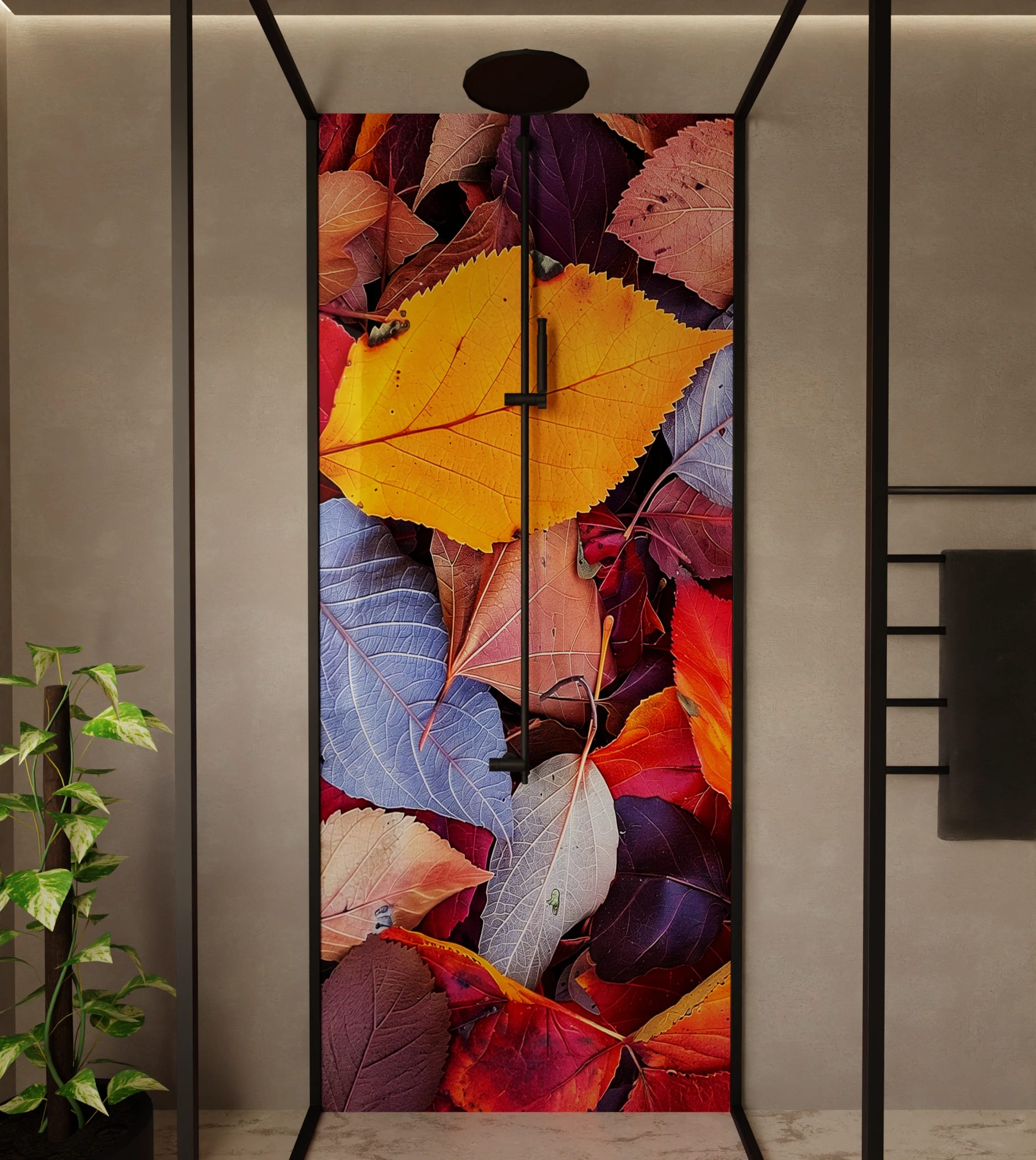 Duschrückwand - Herbstlaub Bunt