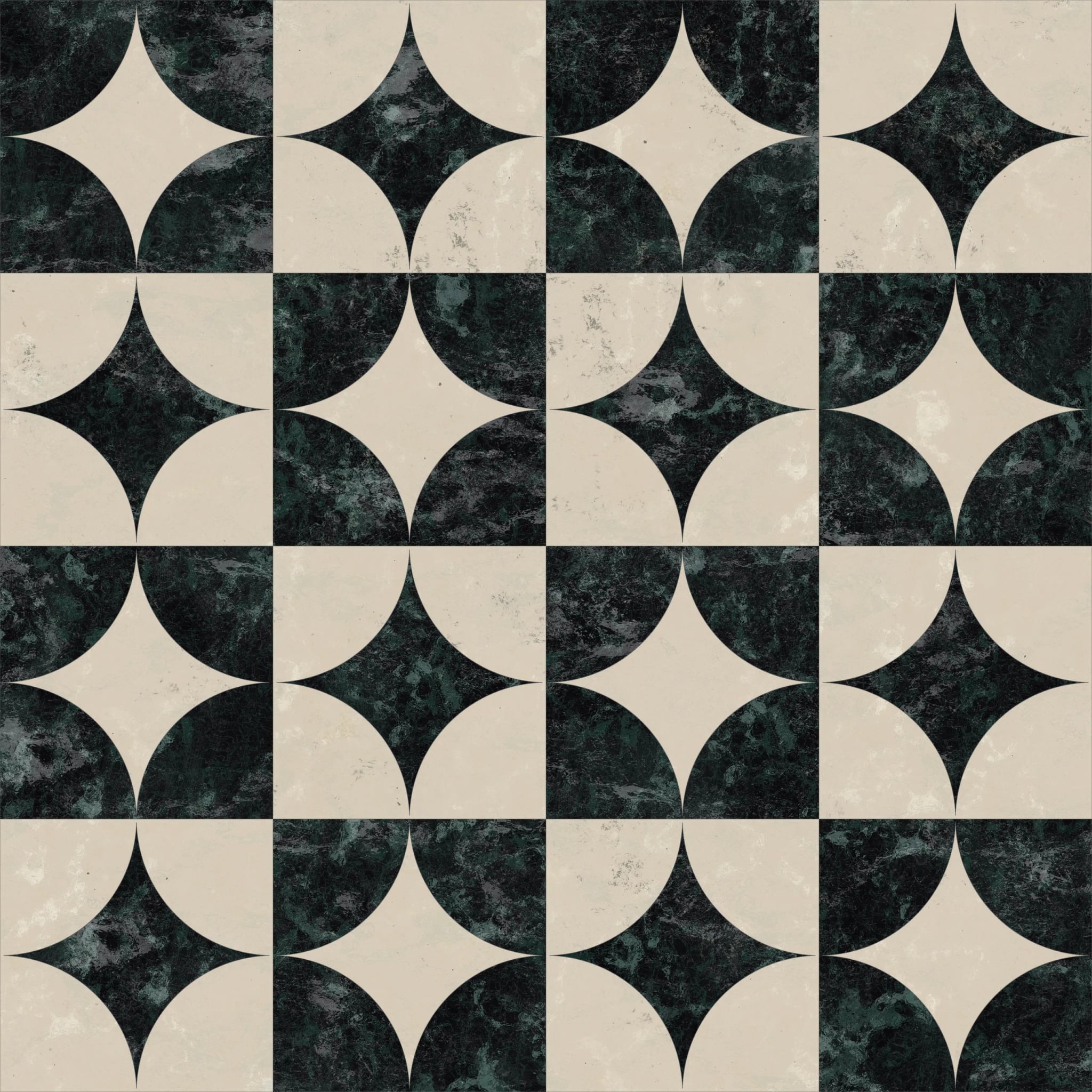 Duschrückwand - Marmor Quatrefoil Dunkelgrün – Bild 7