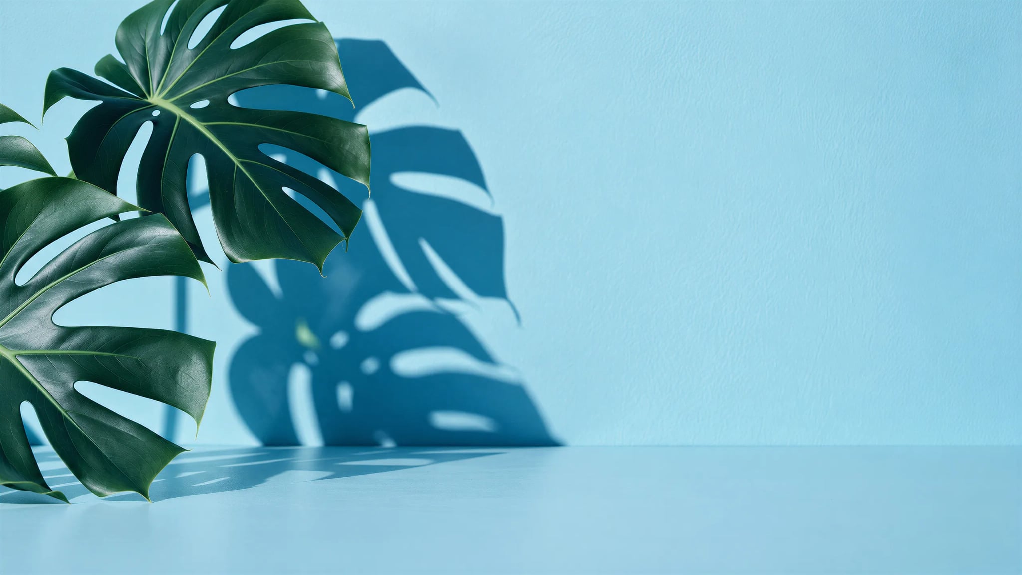 Duschrückwand - Monstera Hellblau Minimal – Bild 7