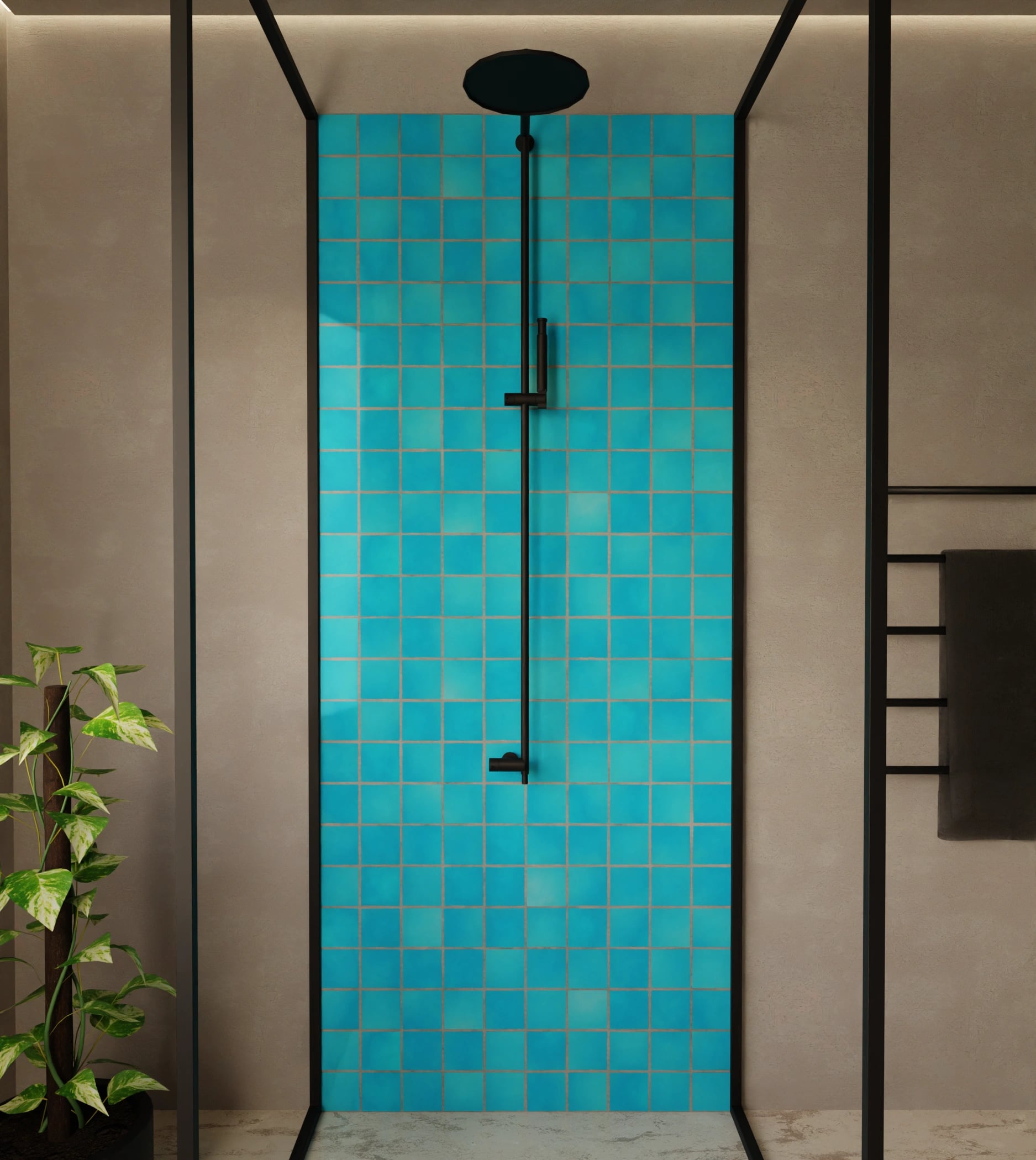 Duschrückwand - Pool-Fliesen Türkis – Bild 1
