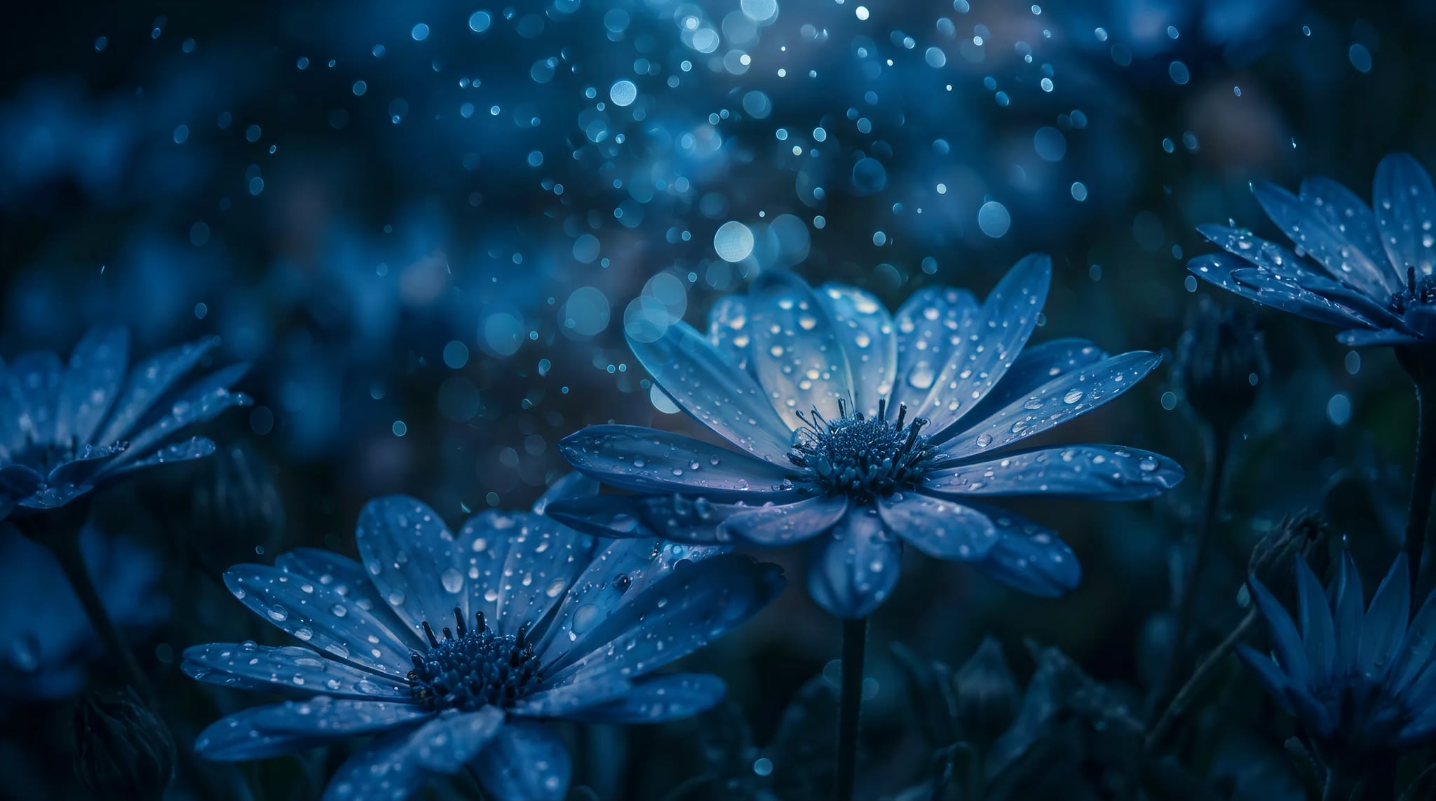 Duschrückwand - Anemonen Blau Nacht – Bild 7