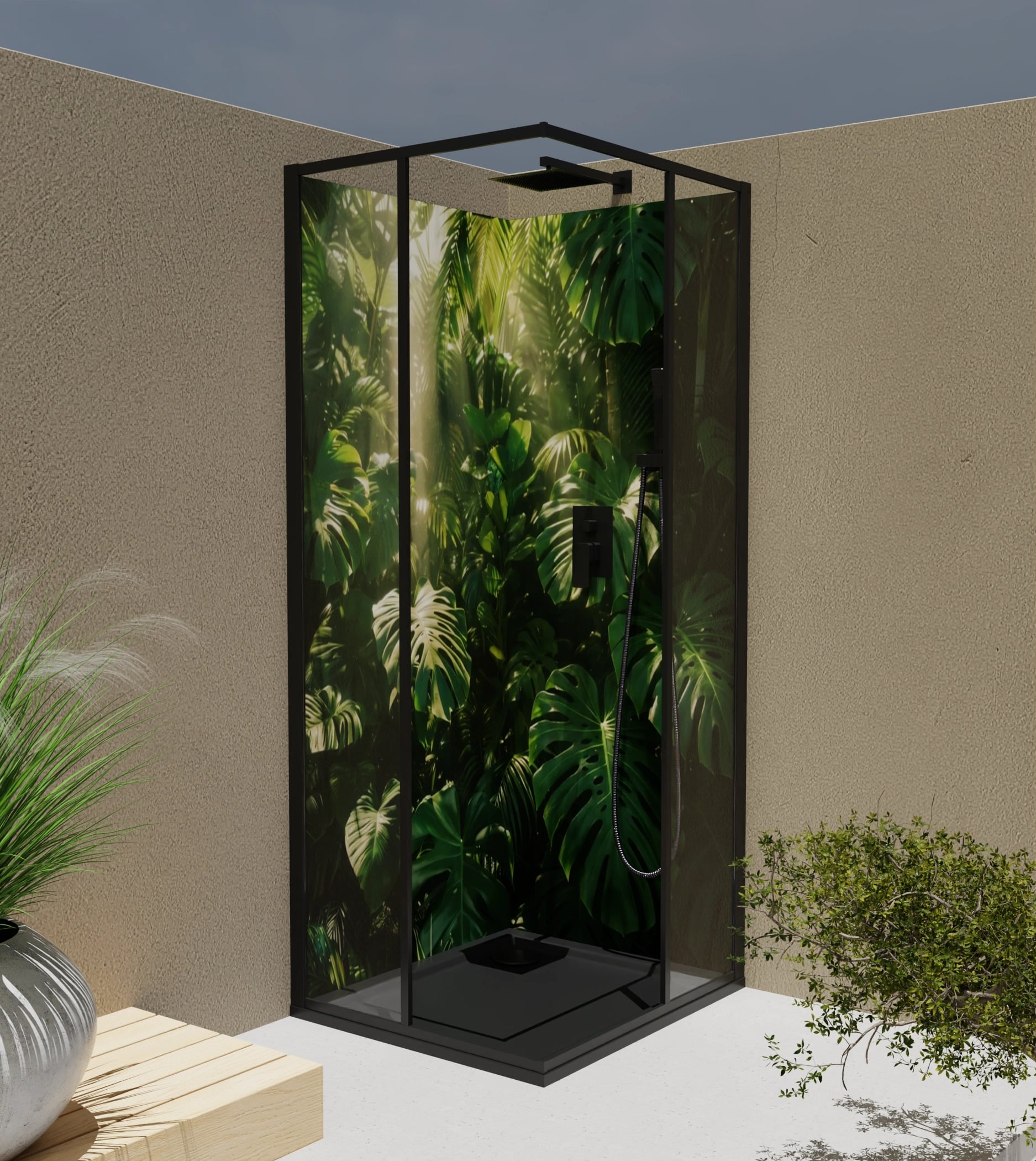Duschrückwand - Monstera Dschungel Sonnenlicht – Bild 4