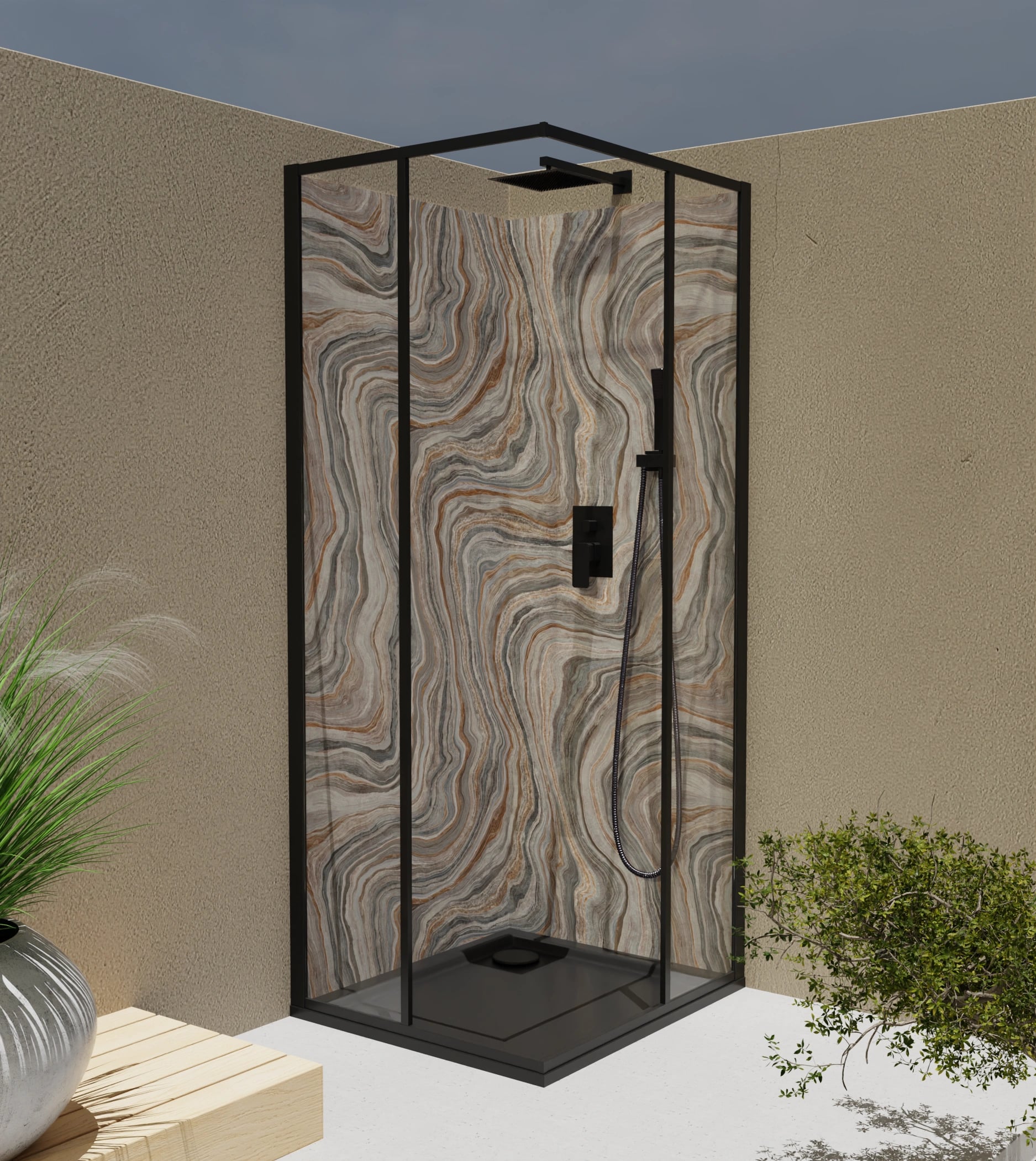 Duschrückwand - Onyx Grau-Kupfer – Bild 4