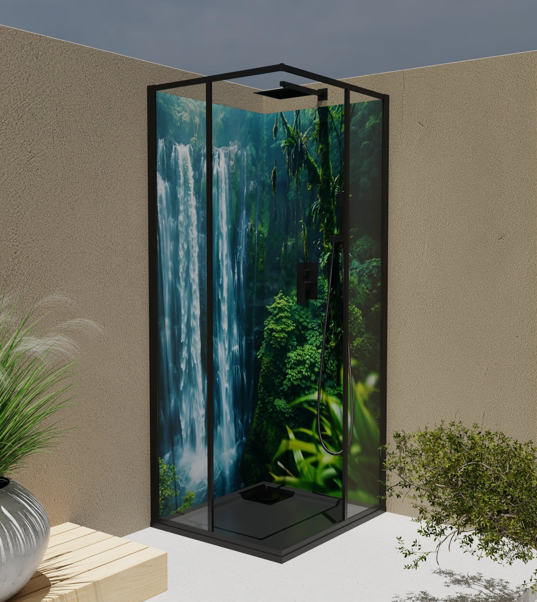 Duschrückwand - Wasserfall Tropisch Dschungel – Bild 4