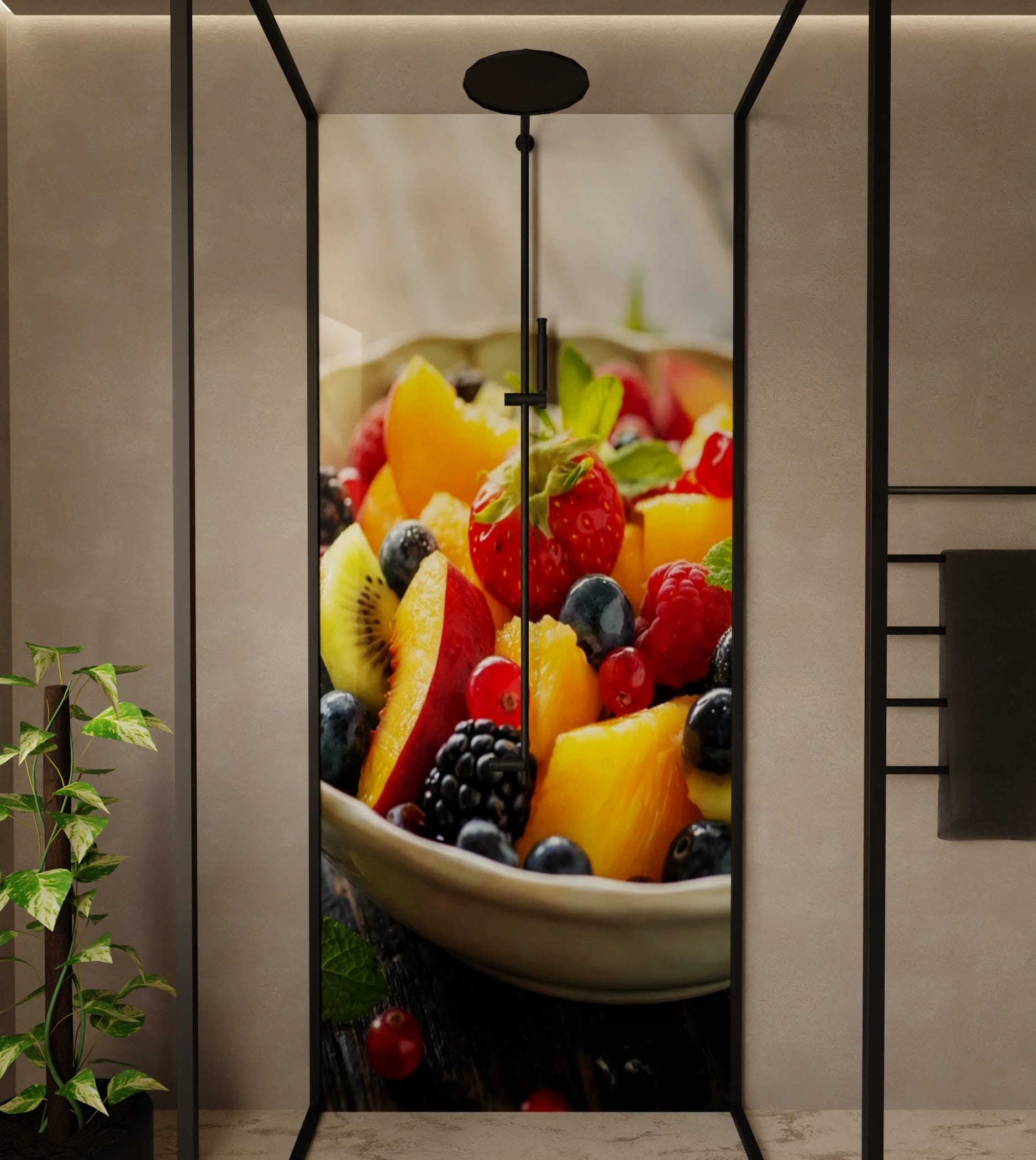 Duschrückwand - Obstsalat Bunt Schüssel