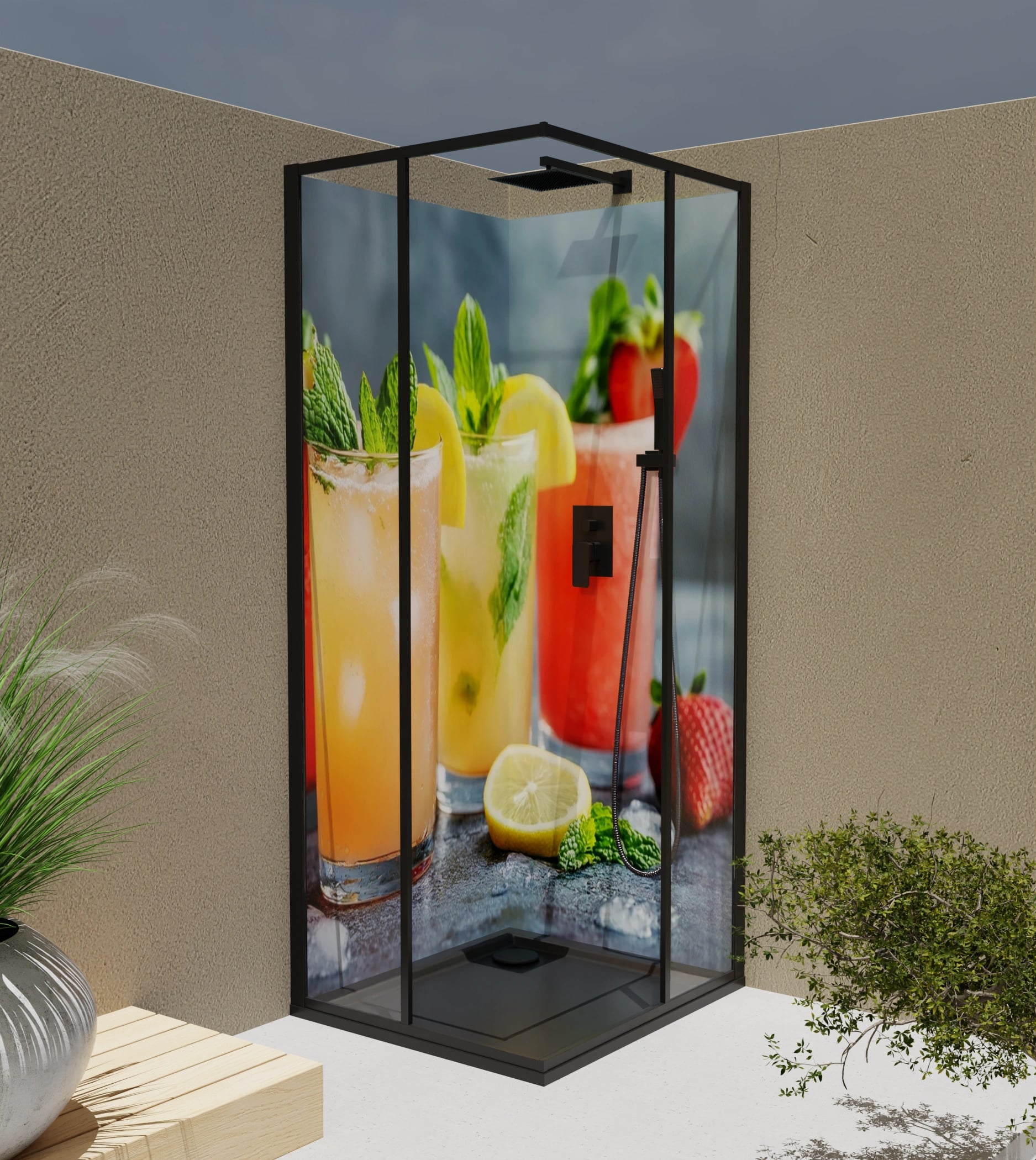 Duschrückwand - Sommerdrinks Bunt Zitrone – Bild 4